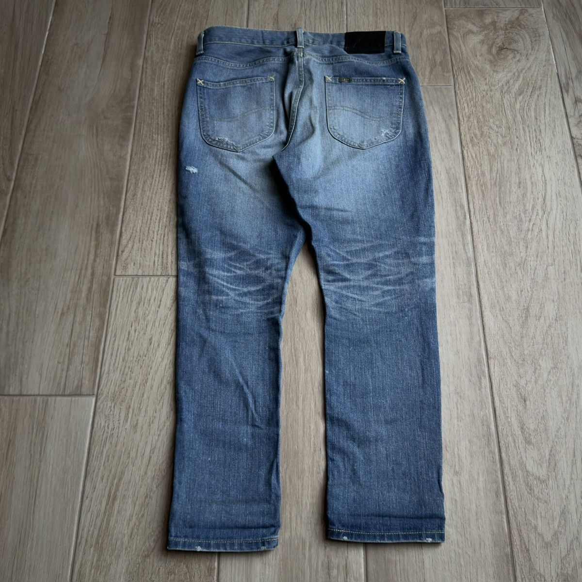 NANO universe x Lee Collaboration Light Blue Wash Distressed Denim Jeans Size US 31 - 2 Thumbnail