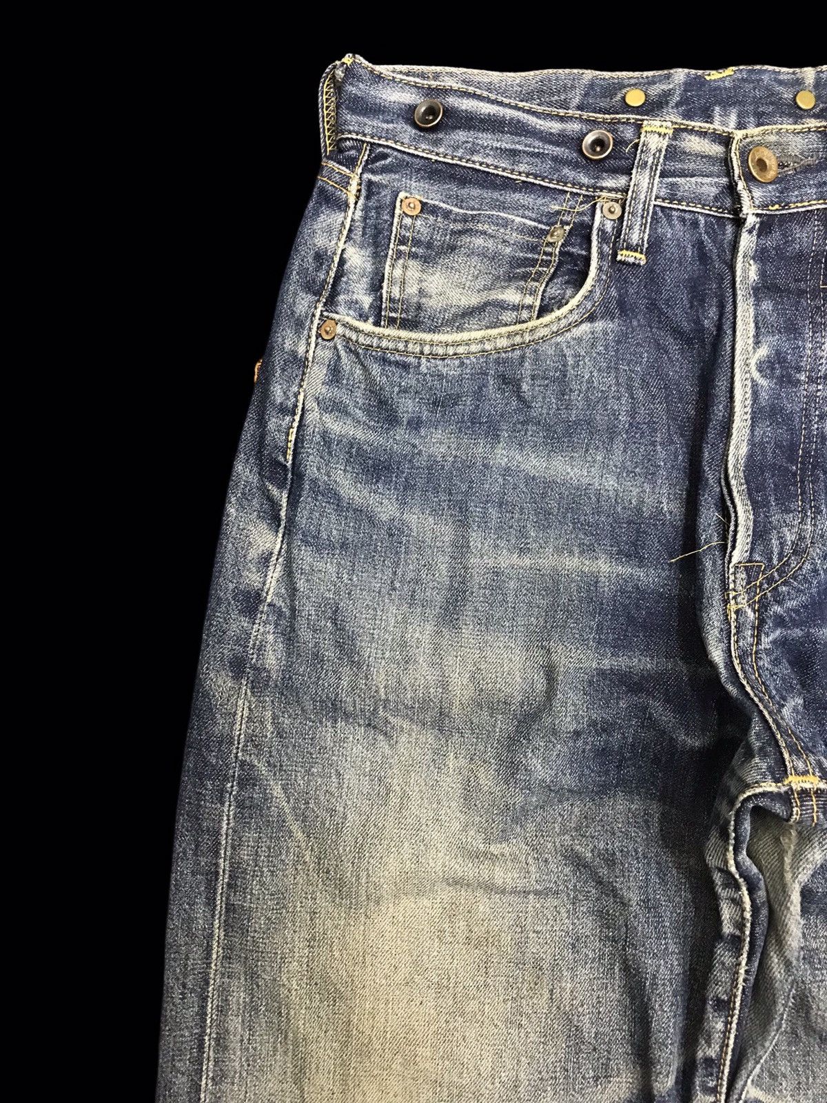 Edwin 💥THRASHED💥RARE EDWIN OVRLL WIDE BAGGY SUSPENDER DENIM F345 Size US 28 / EU 44 - 4 Thumbnail