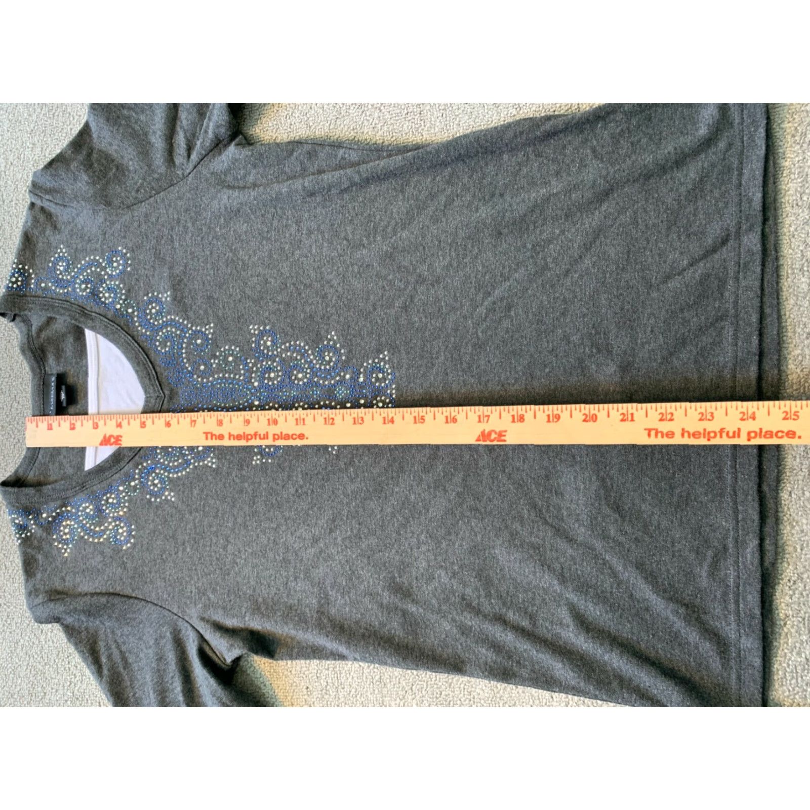 Vintage Morning Sun Womens Small S 3/4 Sleeve Beaded Neckline Gray Top Size S / US 4 / IT 40 - 4 Thumbnail