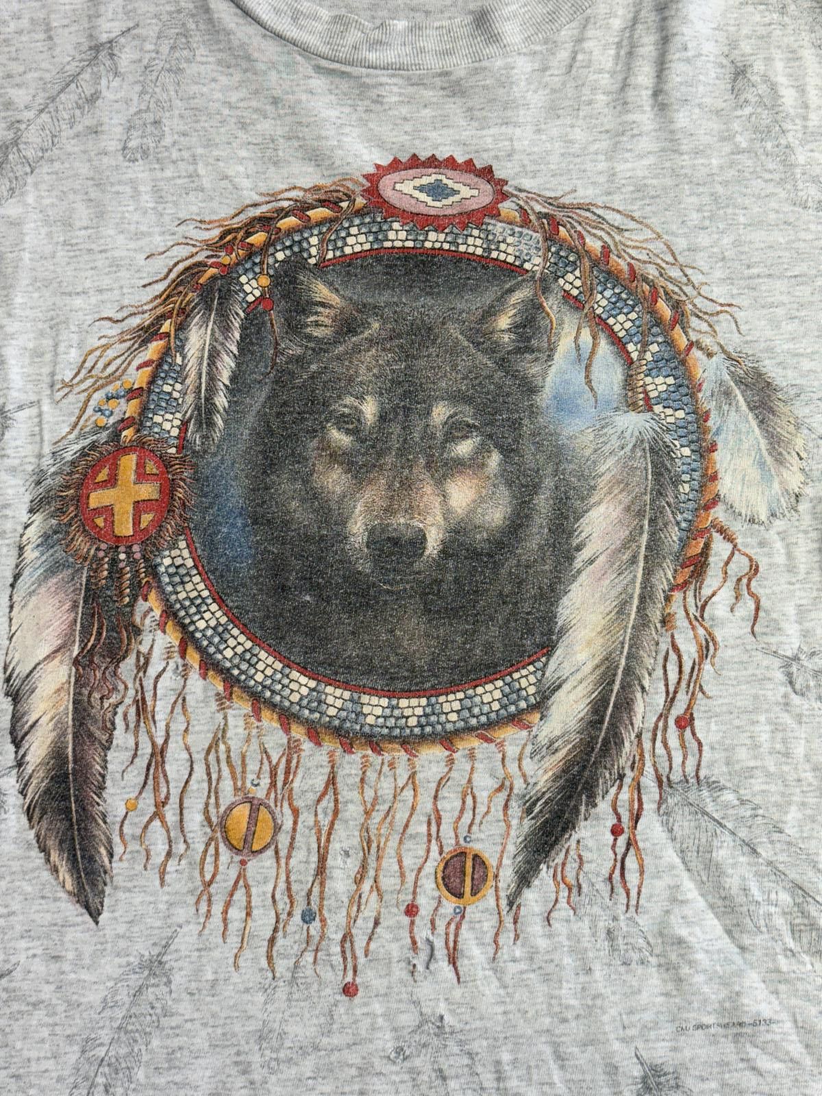 Designer Vintage Native American Wolf Spiritial Animal T-shirt AOP XL Size US XL / EU 56 / 4 - 5 Thumbnail
