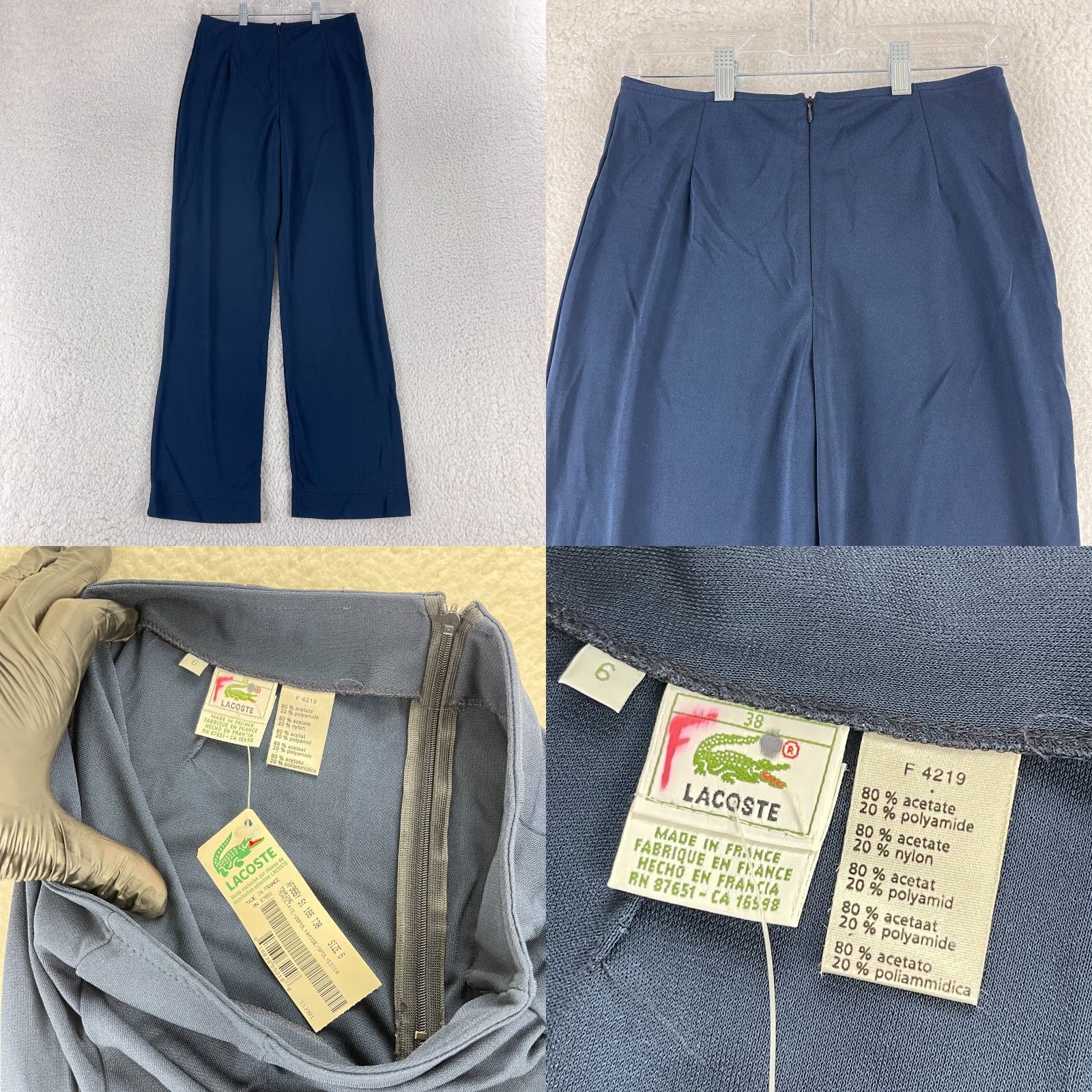 Lacoste Lacoste Blue Straight Pants Womens Size 6 Mid-Rise Zip Up Regular Fit Size 28" / US 6 / IT 42 - 9 Thumbnail