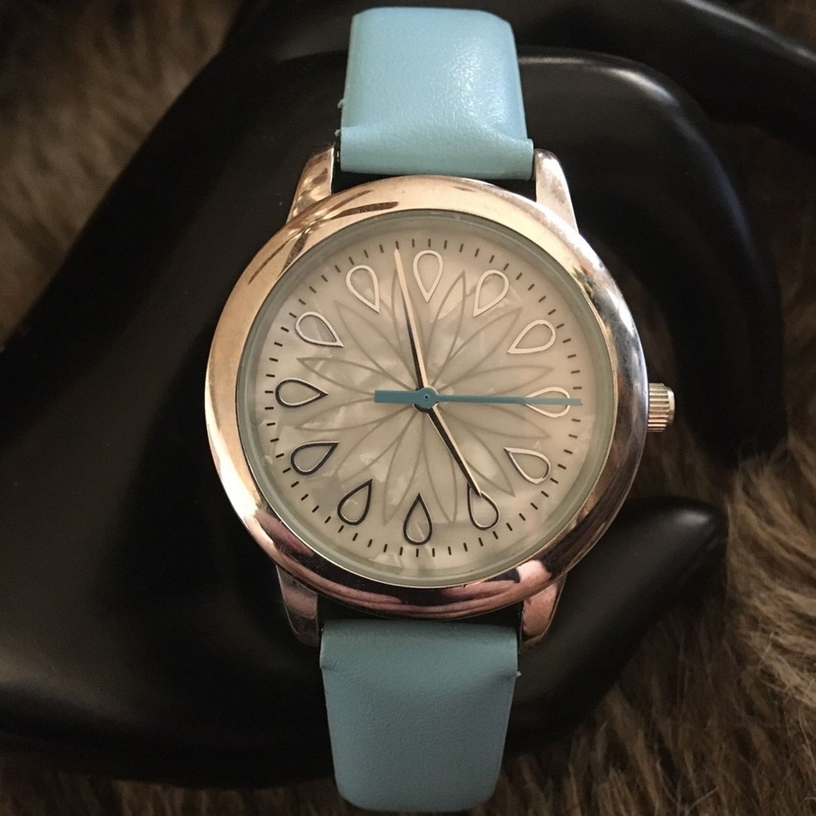 Jewelry Ladies Mspci Blue Faux Leather Band Watch, Women's