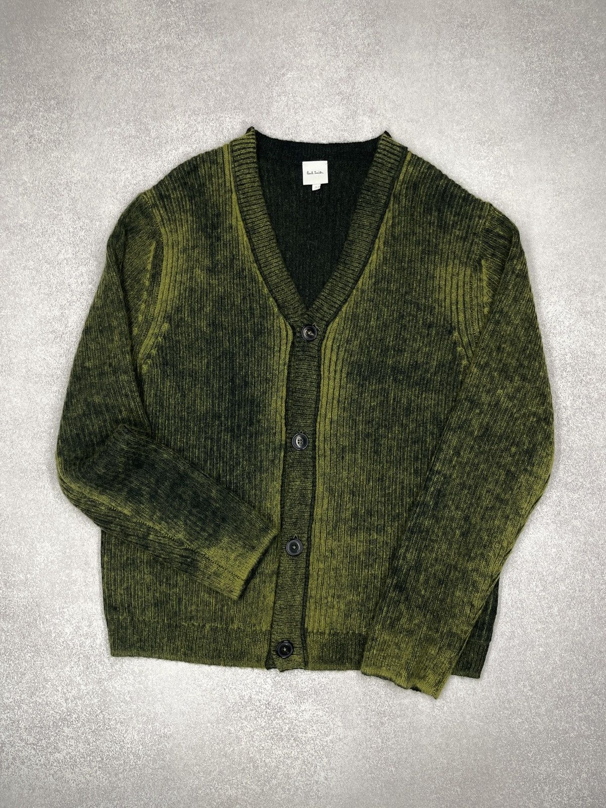 Paul Smith Mens Paul Smith Acid Wash Print Effect Wool Mohair Cardigan Green Size US L / EU 52-54 / 3 - 3 Thumbnail