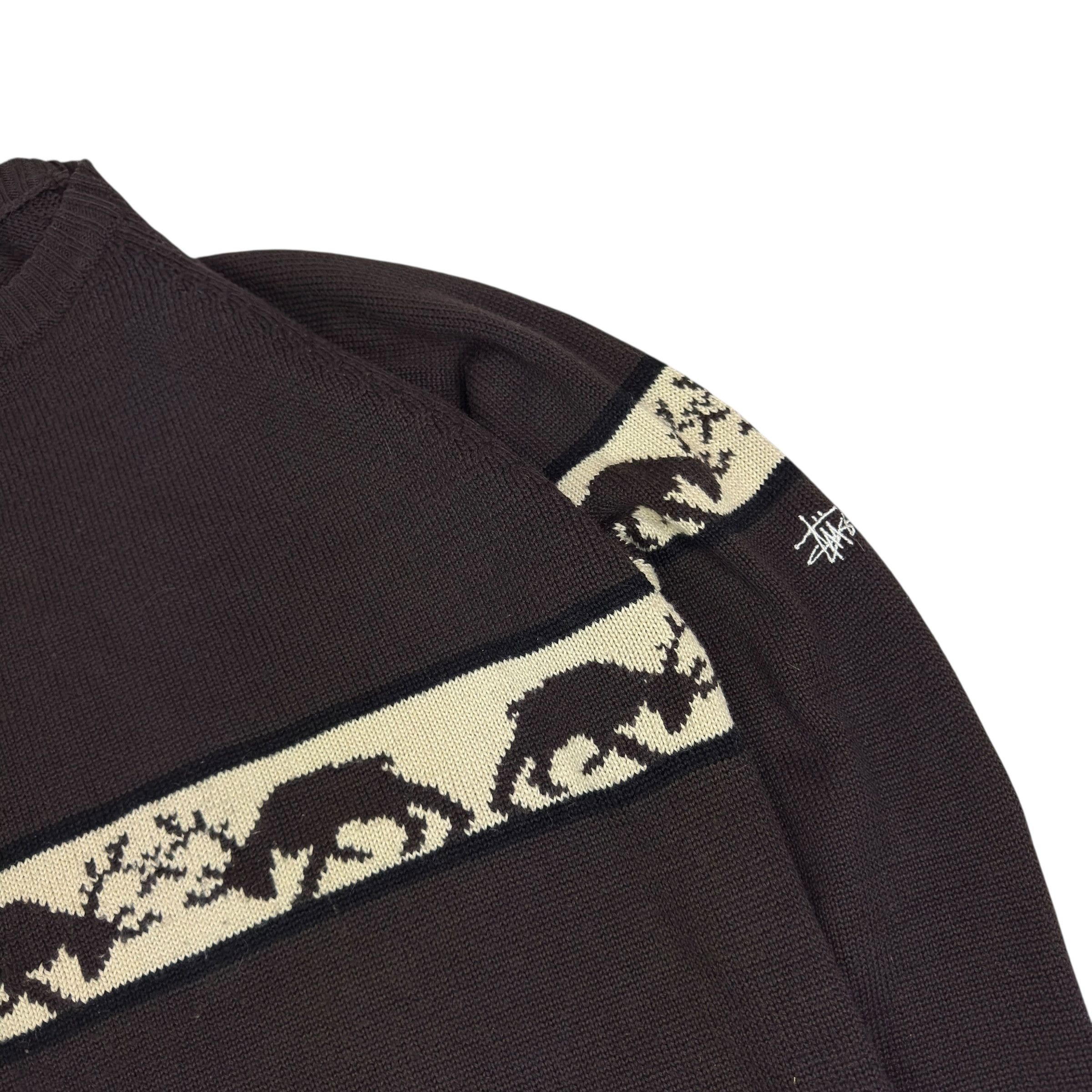 Stussy Stüssy vintage Brown Knit Nordic Pattern Pullover Sweater L Size US L / EU 52-54 / 3 - 6 Thumbnail