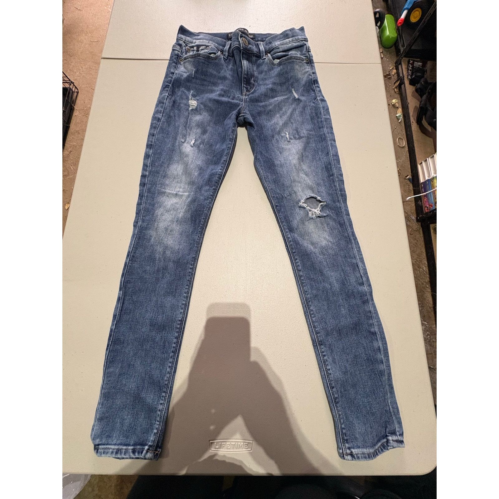 Express Express Jeans Women’s 4R Legging Mid Rise Distressed Skinny Size 27" / US 4 / IT 40 - 2 Thumbnail
