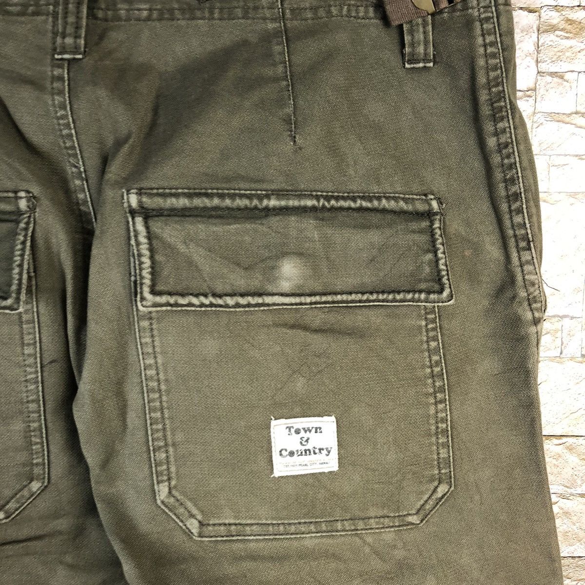 Japanese Brand Town & Country Green Cargo Multipocket Pants #A981 Size US 31 - 17 Thumbnail