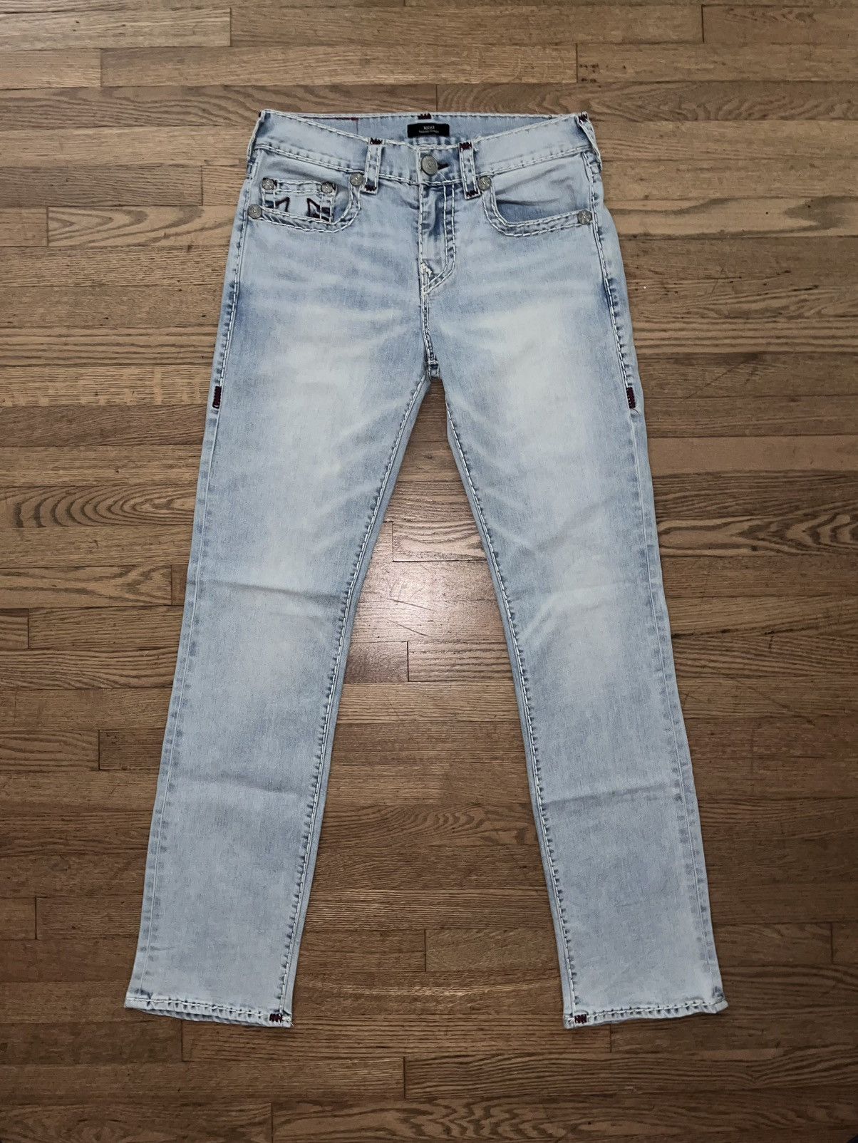 True Religion True Religion Jeans Maroon Stitching Size US 31 - 2 Thumbnail