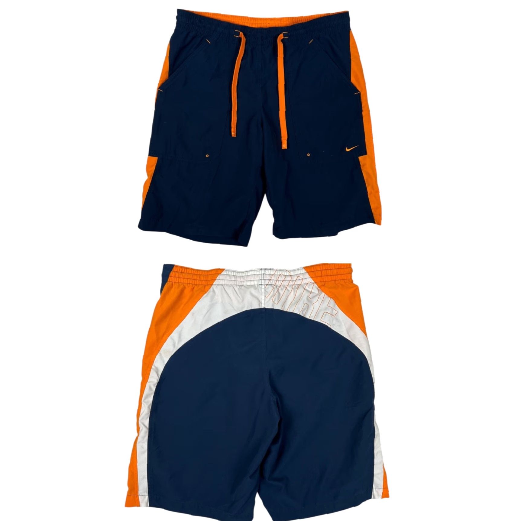 Nike VINTAGE Nike Swim Board Trunks L Men Blue Orange Y2K Surf Beach 90s Athleisure Trunks Mens Size US 33 - 2 Thumbnail