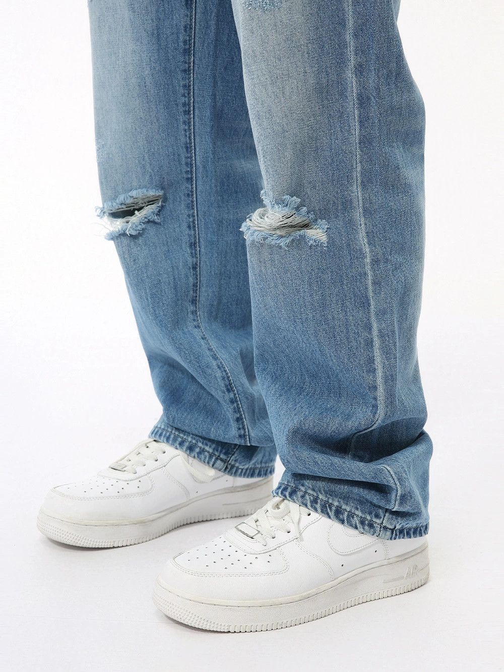 Jean Japanese retro simple ripped straight jeans Size US 32 / EU 48 - 3 Thumbnail