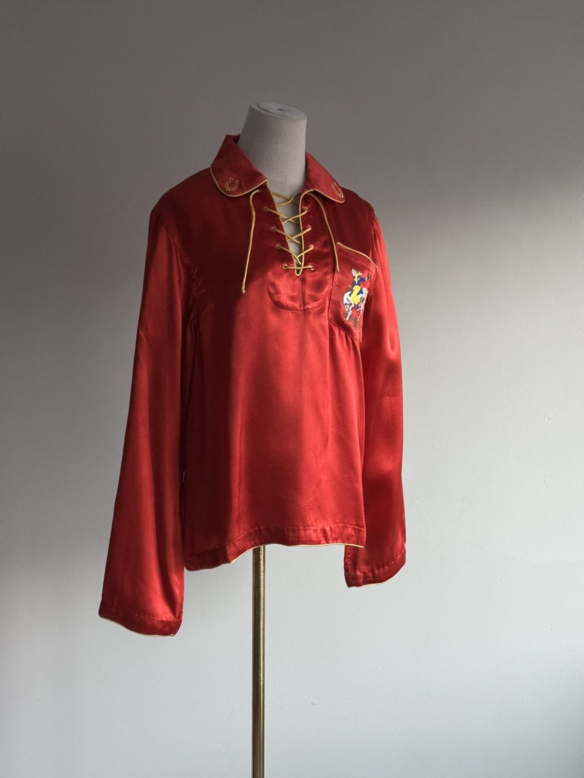 Bode BODE Bronco Pullover Satin Shirt sz XXS Size US XXS / EU 40 - 1 Thumbnail
