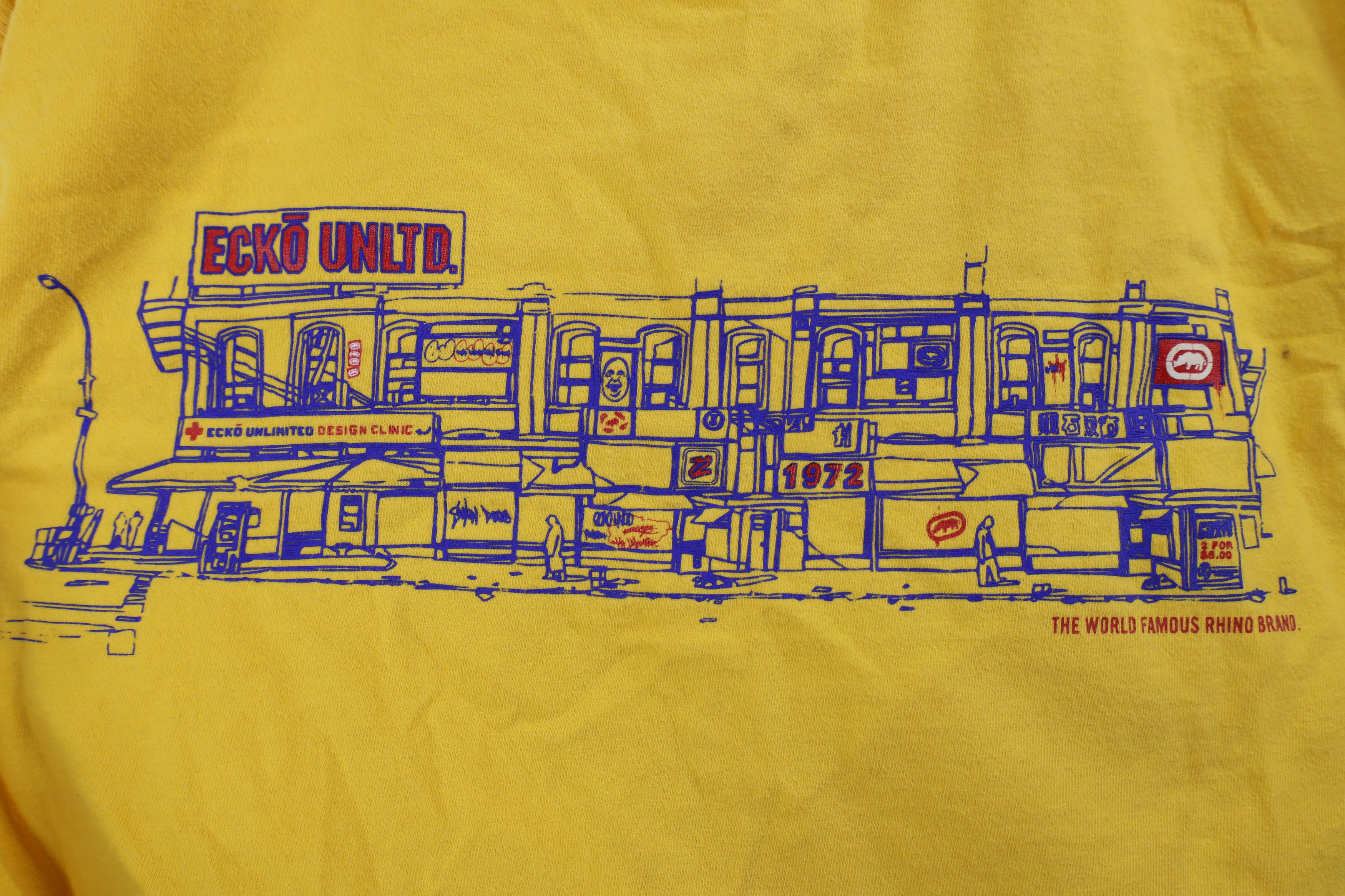 Ecko Unltd. × Vintage Vintage 90s Y2K Ecko Spell Out Baggy Fit T-Shirt Yellow Size US L / EU 52-54 / 3 - 4 Thumbnail