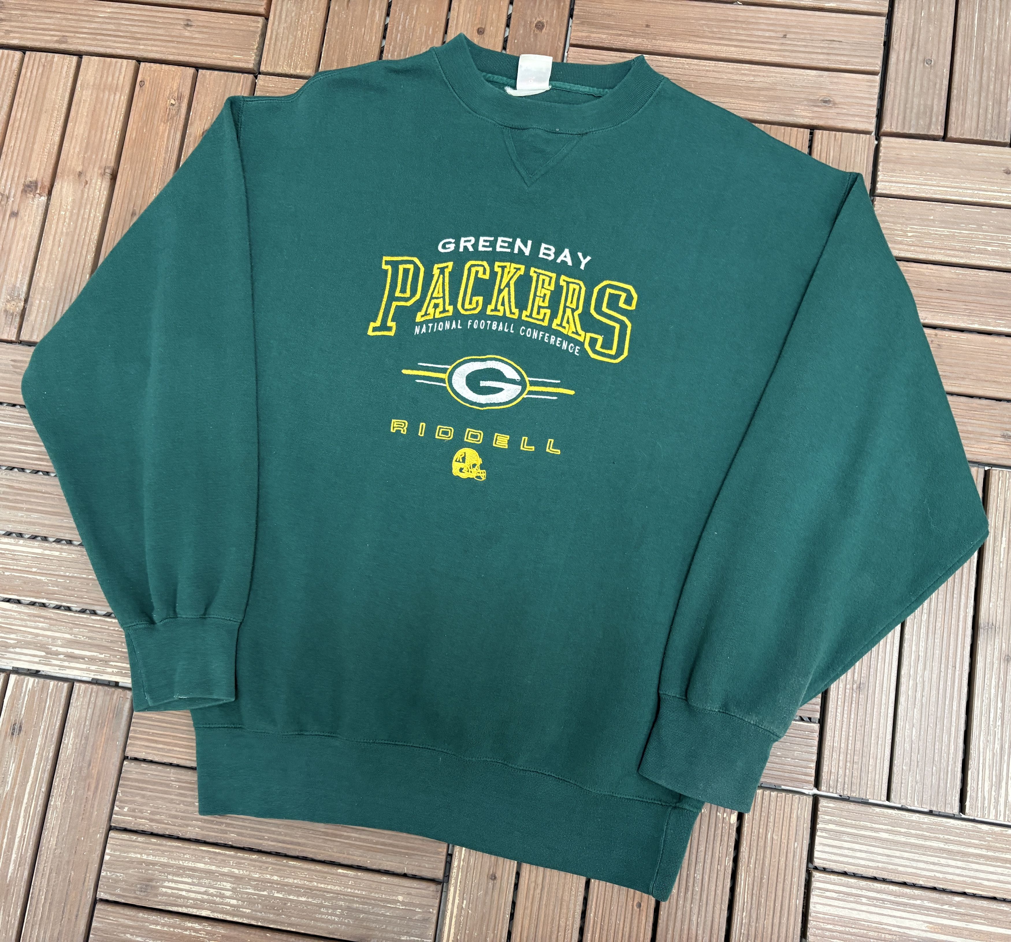 Riddell Green Bay Packers Riddell Vintage Green Crewneck Sweater Size US XL / EU 56 / 4 - 2 Thumbnail