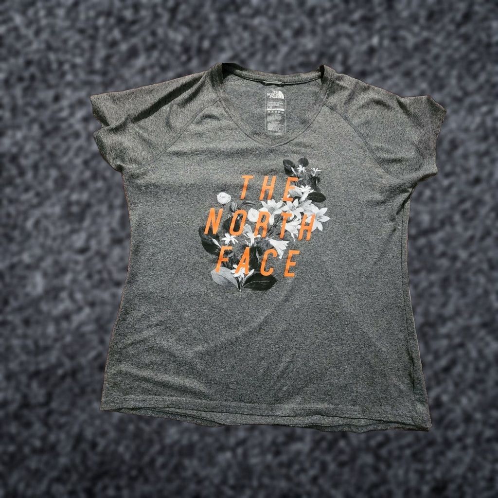 The North Face The North Face Women's Large Gray Short Sleeve V-Neck T-Shirt Size L / US 10 / IT 46 - 1 Thumbnail