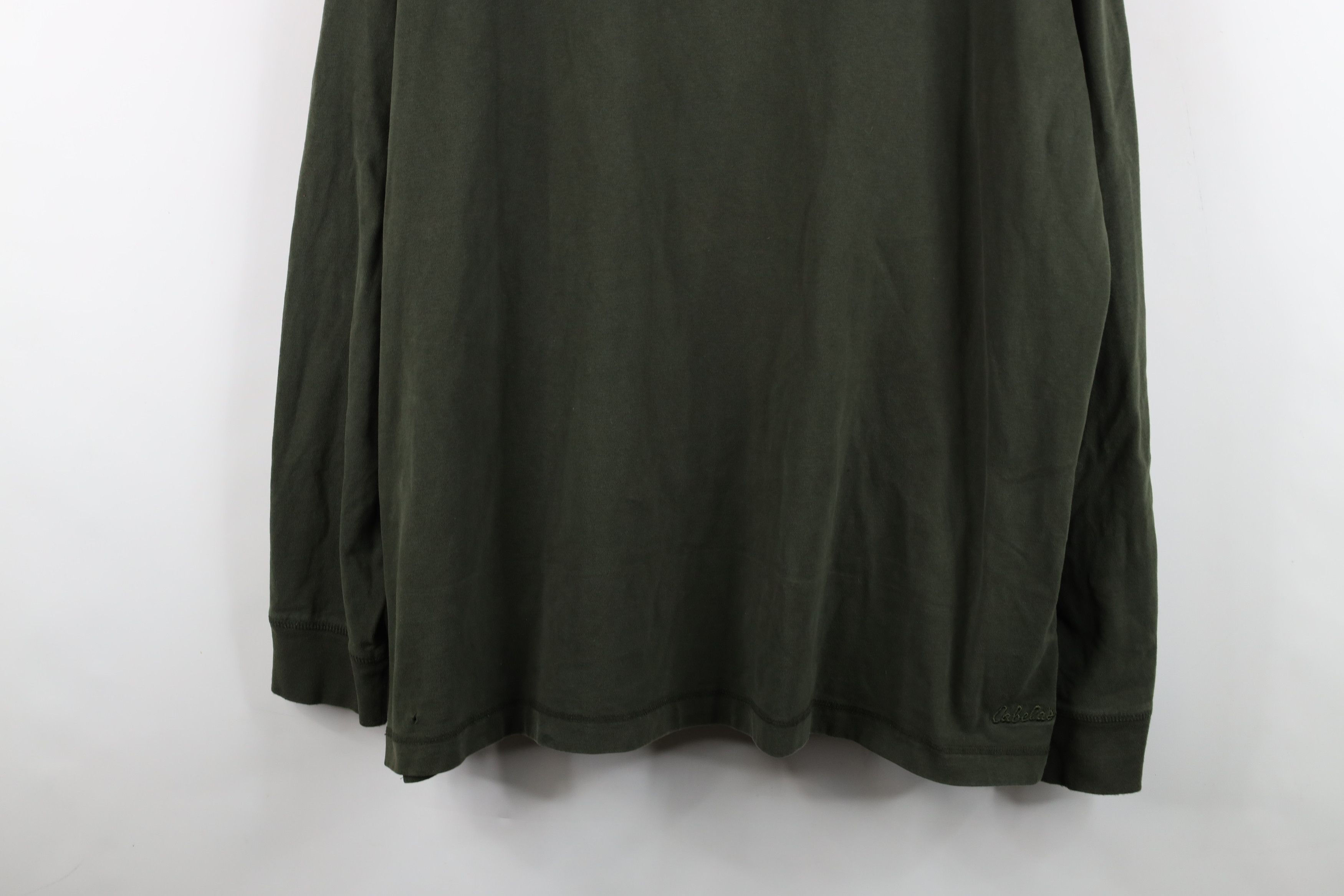 Cabelas Vintage Cabelas Blank Heavy Long Sleeve Henley T-Shirt Green Size US XXL / EU 58 / 5 - 3 Thumbnail