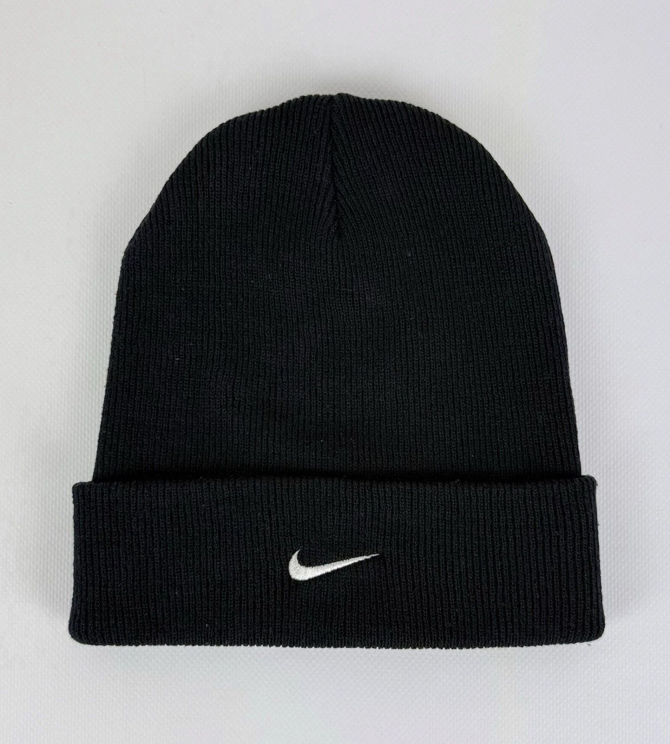 Nike Vintage Nike Swoosh Logo Knit Beanie Hat Size One Black Size ONE SIZE - 1 Thumbnail