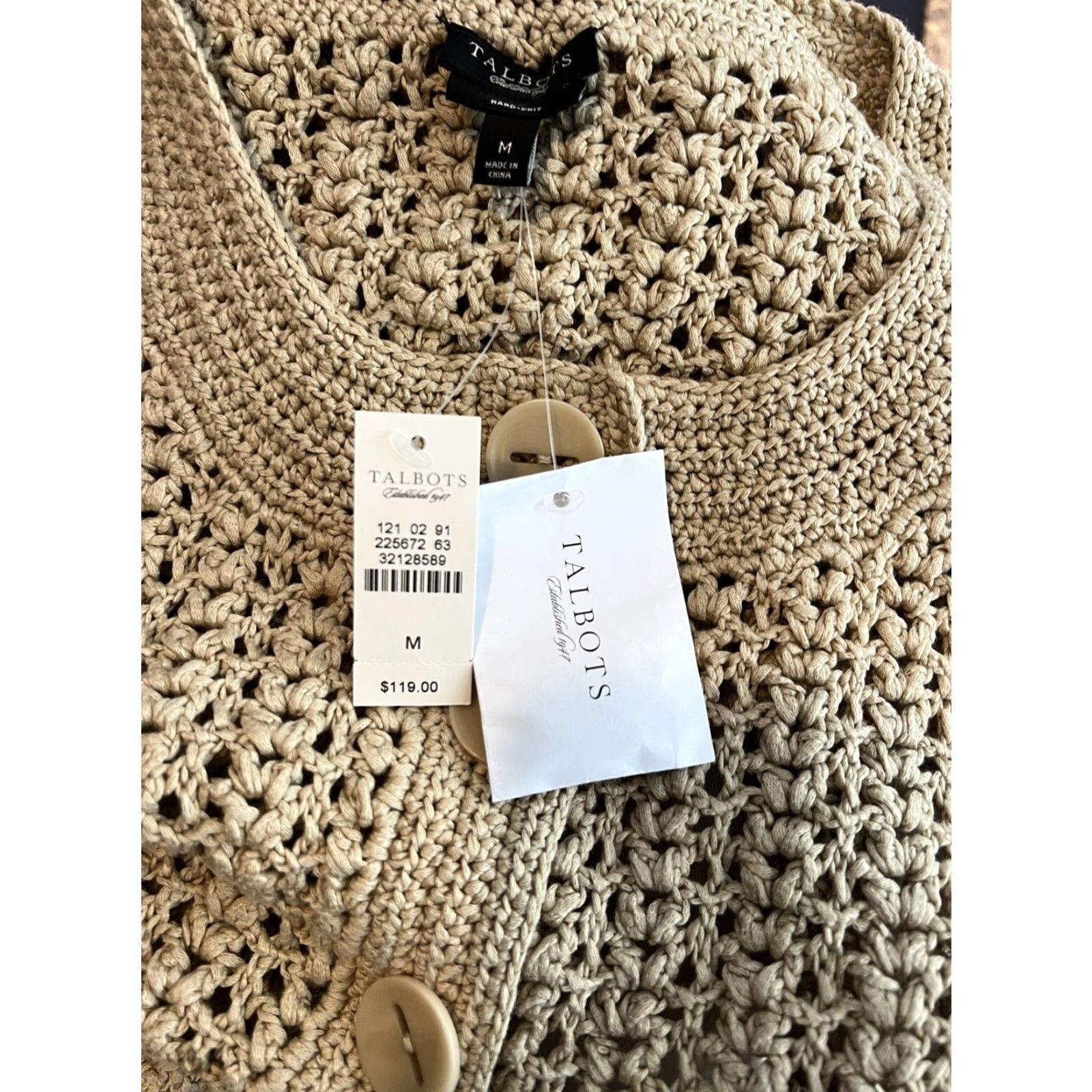 Talbots Talbots Cardigan M Chunky Knit Tan 3 Button NWT Large Button 19 Size M / US 6-8 / IT 42-44 - 5 Thumbnail