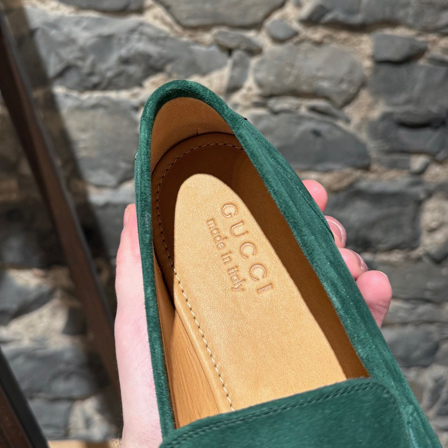 Gucci Gucci Green Suede Jordaan Horsebit Accent Loafers Size US 11 / EU 44 - 9 Thumbnail