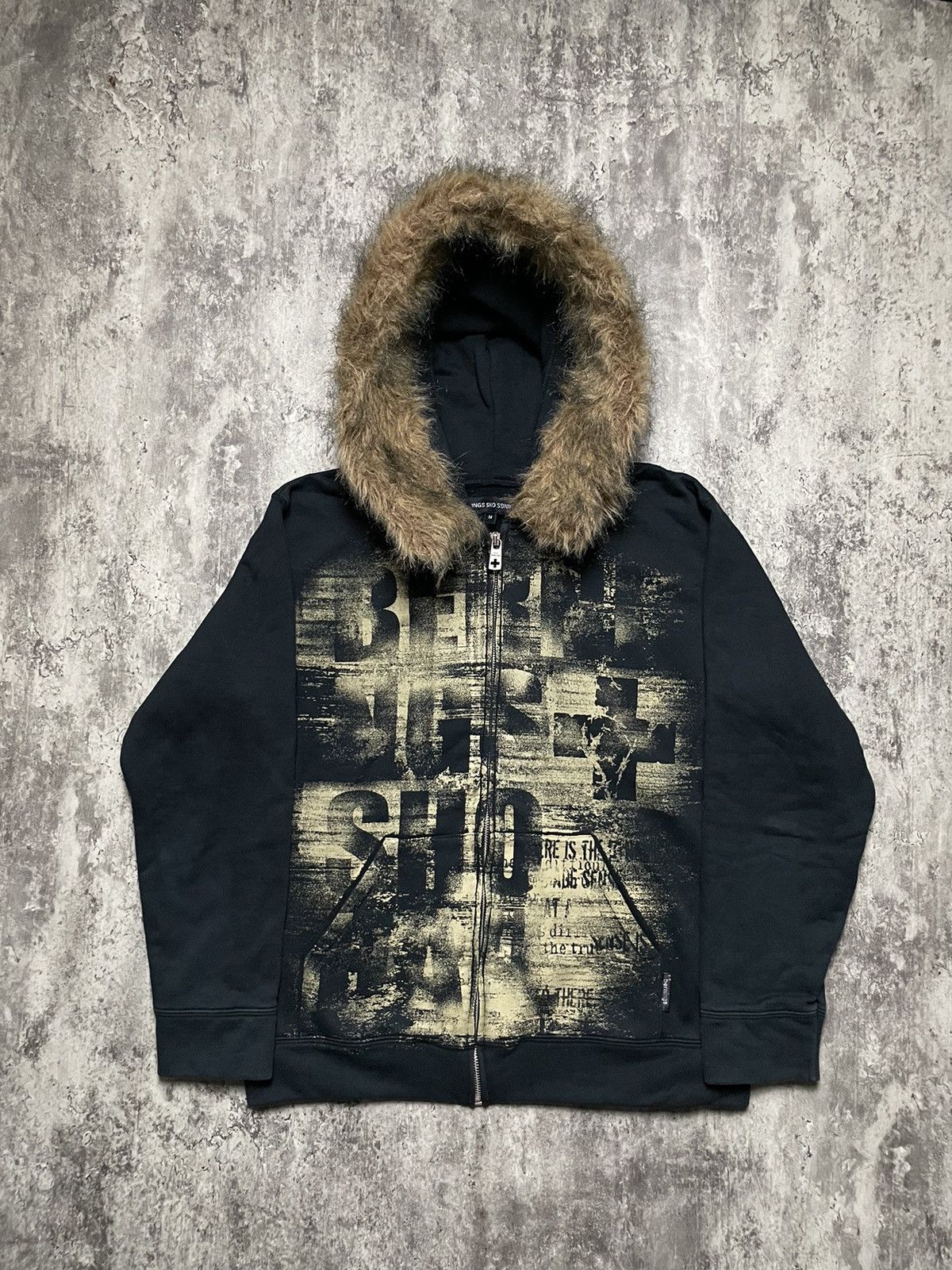 BERNINGS SHO 2000’s Bernings Sho Faux Fur Vkei Style Zip Hoodie Size US M / EU 48-50 / 2 - 1 Thumbnail