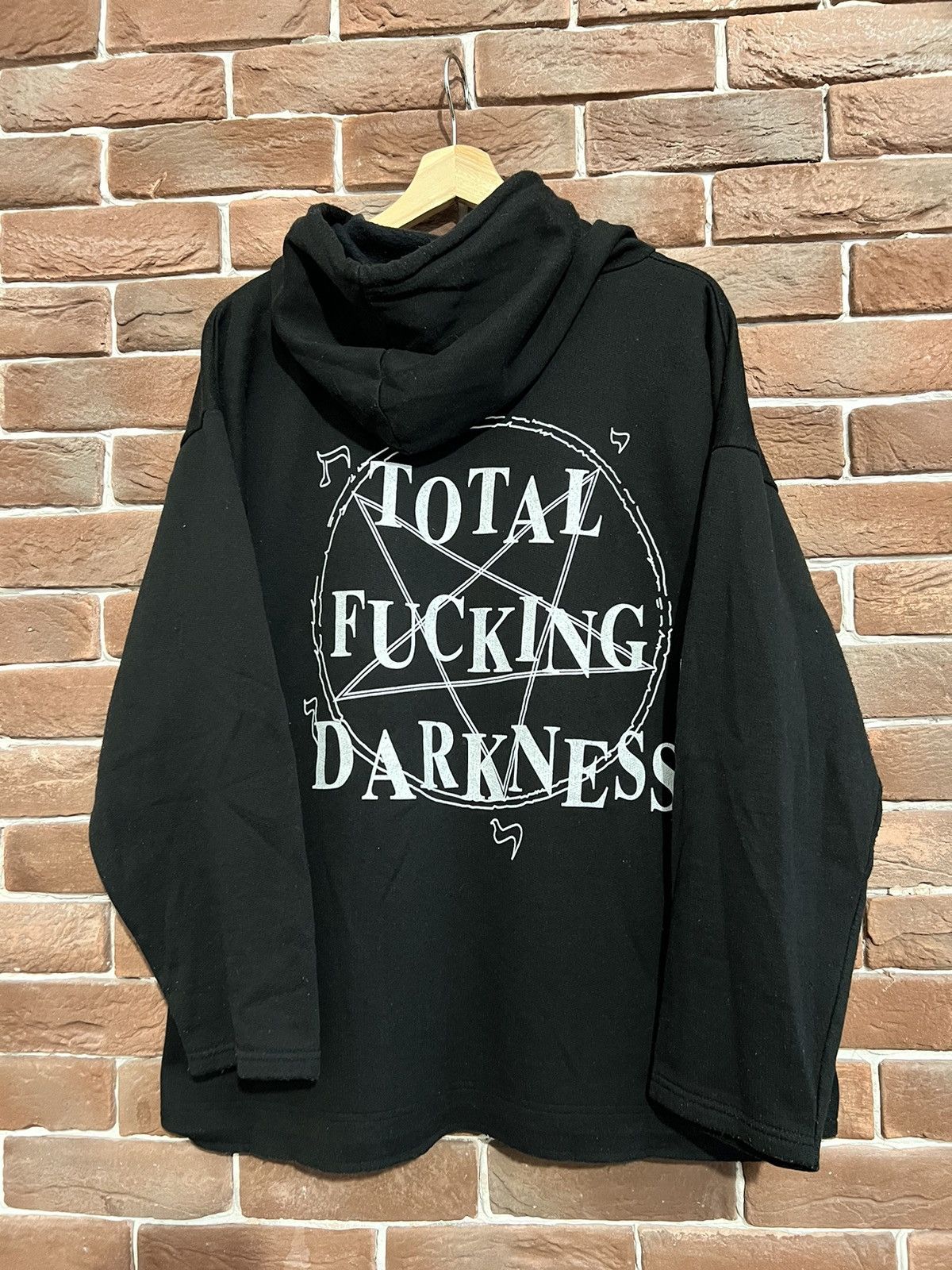 Pre-owned Band Tees X Grail Vintage Cradle Of Filth Total Fucking Darkness Band Hoodie In Washed Black