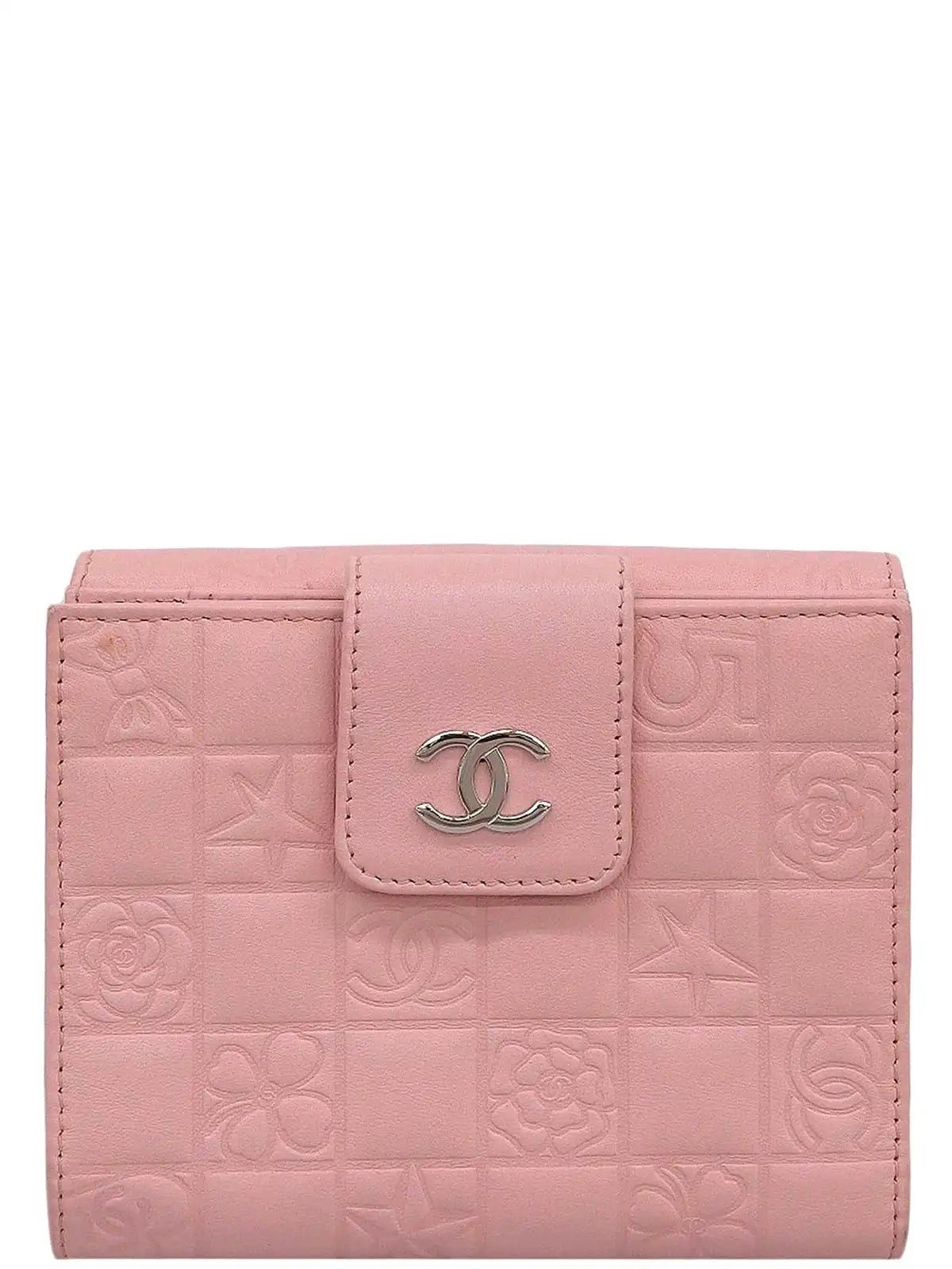 image of Chanel Around 2003 Made Icon Cc Mark Plate Wallet Pink, Women's