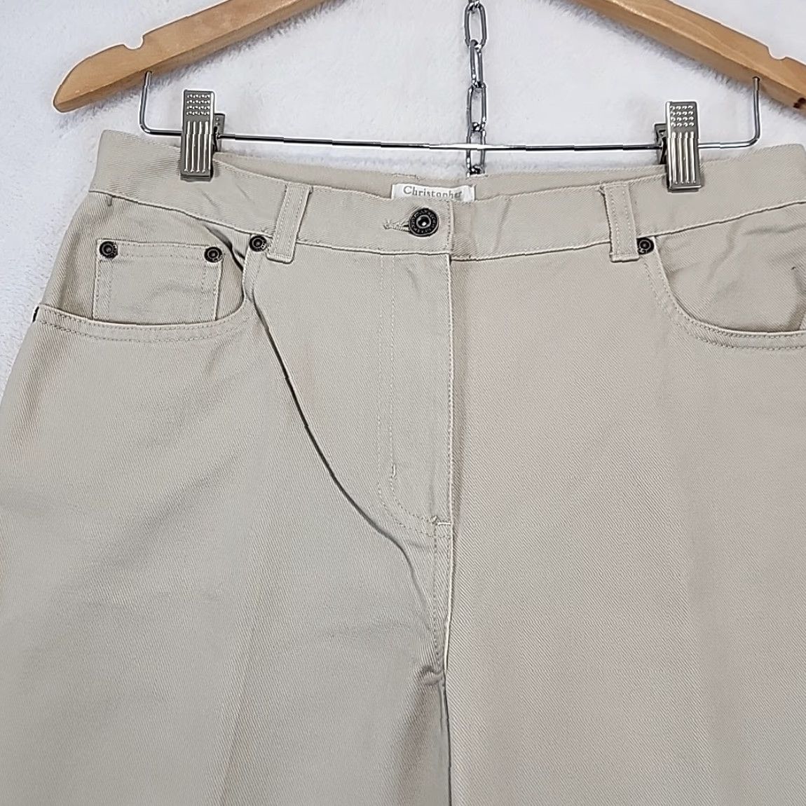 Vintage Christopher & Banks Ladies Comfort Stretch Boot Cut Pants Tan Beige Womens Sz 10 Size 32" / US 10 / IT 46 - 2 Thumbnail