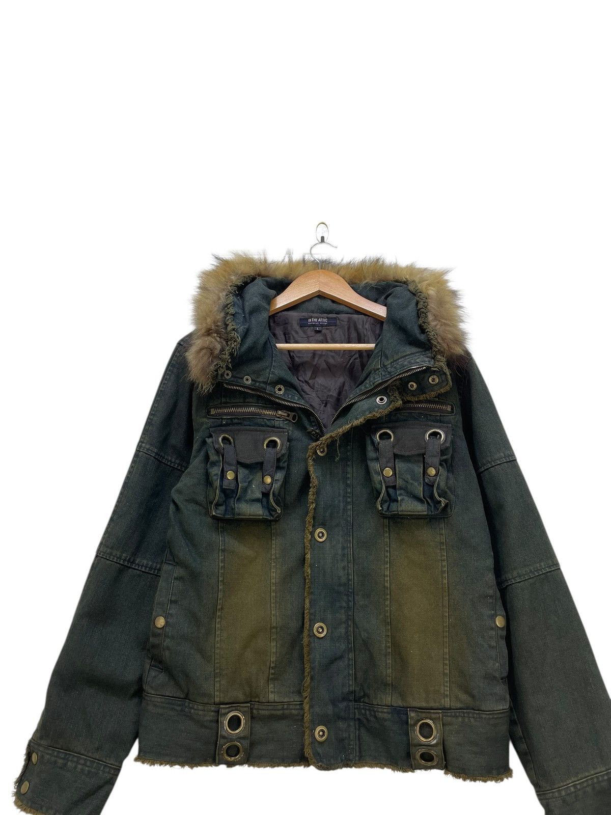 In The Attic 💥 In the Attic Reconstructed Denim Jeans Fur Jacket Size US M / EU 48-50 / 2 - 6 Thumbnail