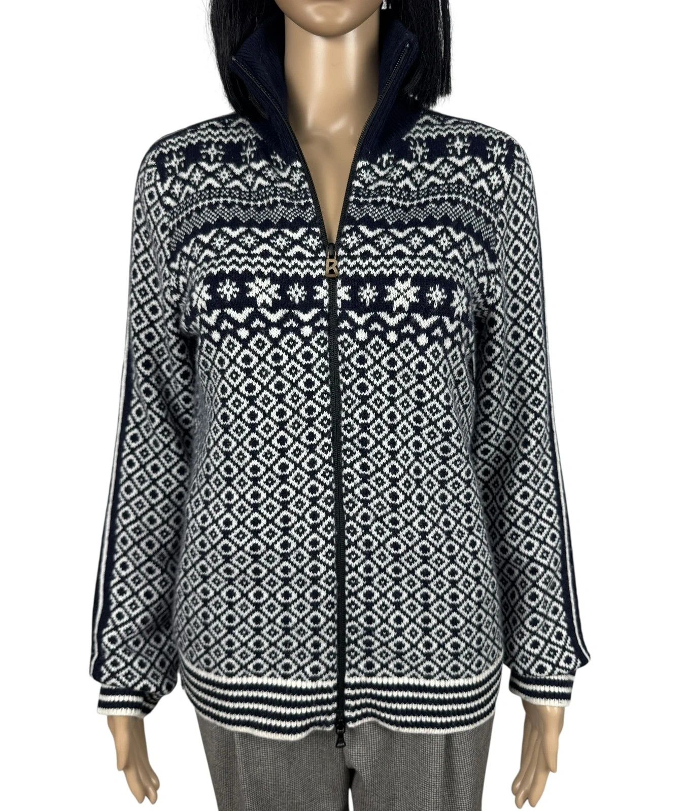 Bogner Bogner Fair Isle Zip Sweater Mock Neck Wool Polyamide size S Size S / US 4 / IT 40 - 10 Thumbnail