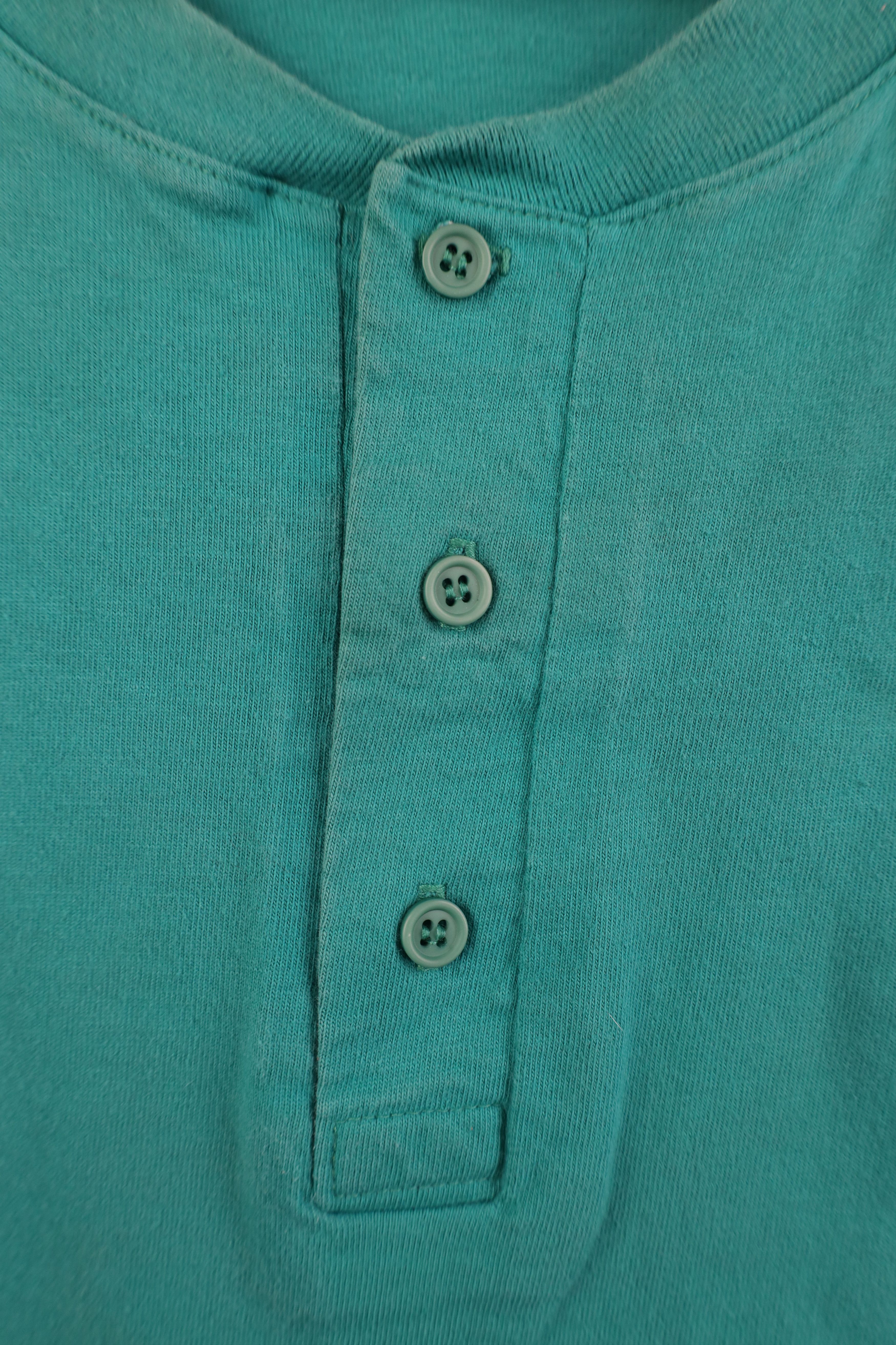 Hanes Vintage 90s Hanes Heavyweight Cotton Henley T-Shirt Teal Size US XL / EU 56 / 4 - 7 Thumbnail