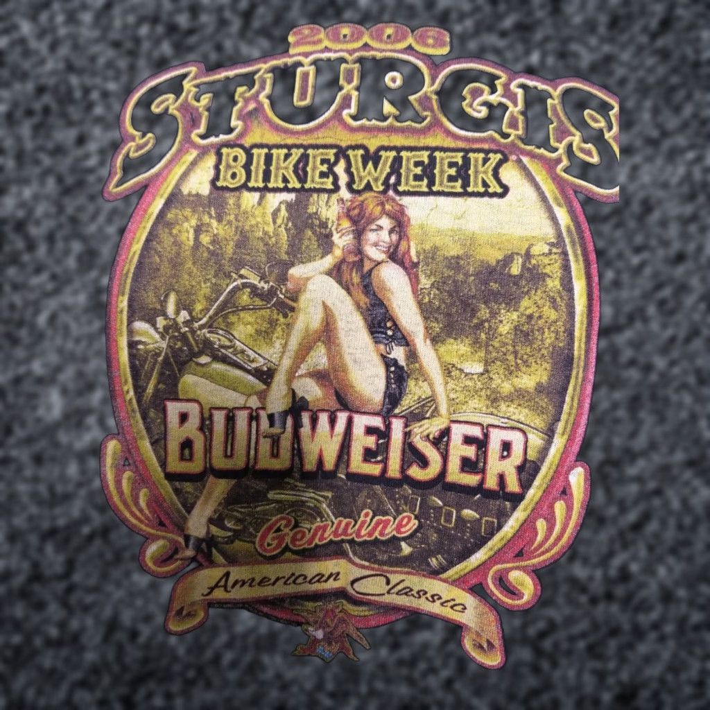Delta Mens XL Budweiser Sturgis 2006 Biker Babe Bike Week Black T Shirt Size US XL / EU 56 / 4 - 1 Thumbnail