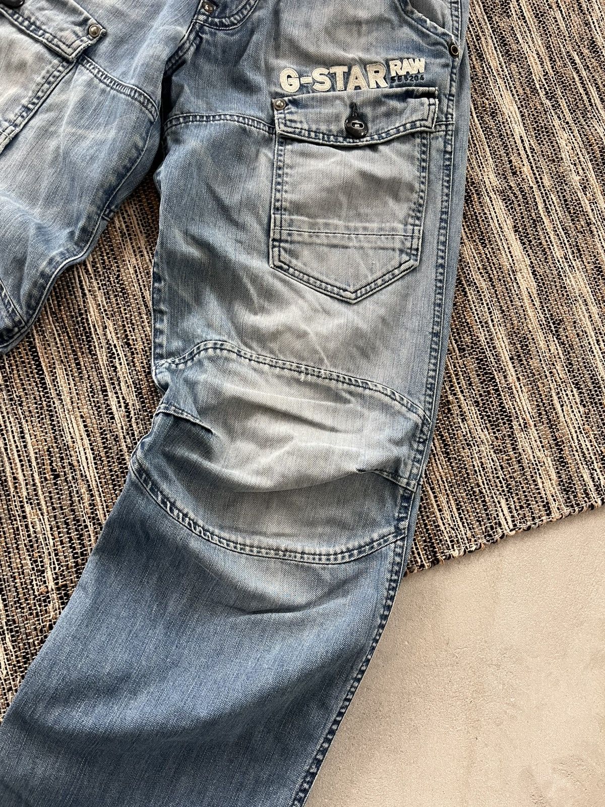 G-Star Vintage GStar Raw Moto Double Knee Faded Denim Jeans Y2K Size US 31 - 6 Thumbnail