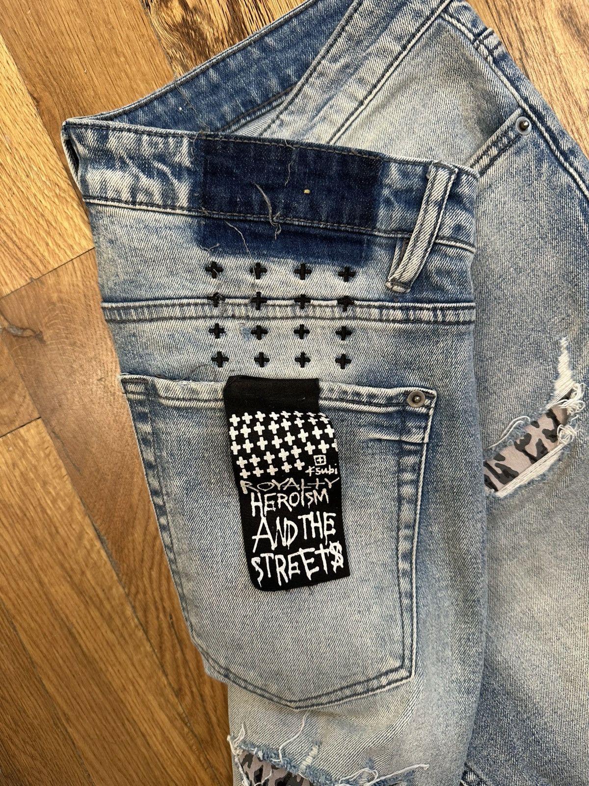 Ksubi Ksubi Cheetah Print Patched Blue Denim Jeans Size 34 Size US 34 / EU 50 - 4 Thumbnail