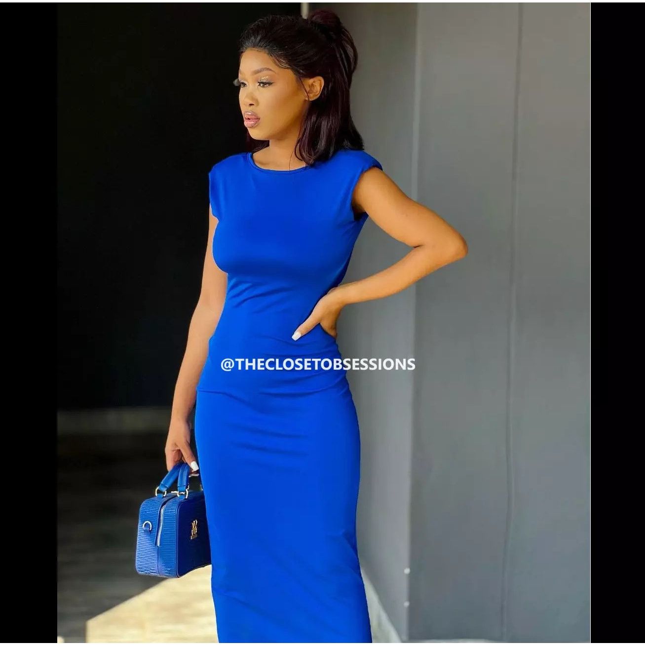 Zara ZARA Blue Shoulder Pad Midi Dress NWT Size M / US 6-8 / IT 42-44 - 6 Thumbnail