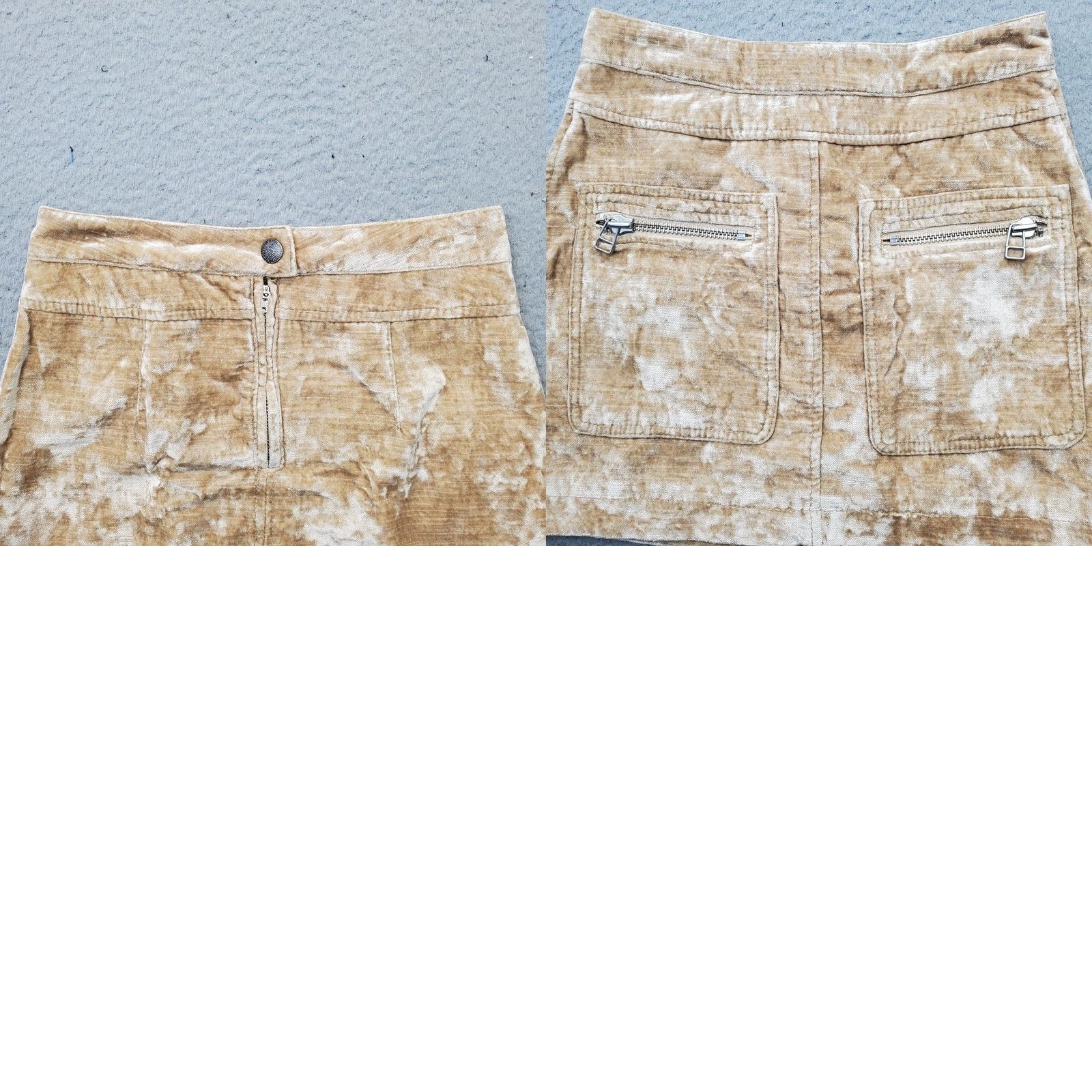 Free People Free People Skirt Womens 0 Tan Crushed Velvet A-Line Mini Lined Pockets Size 25" / US 0 / IT 36 - 8 Thumbnail