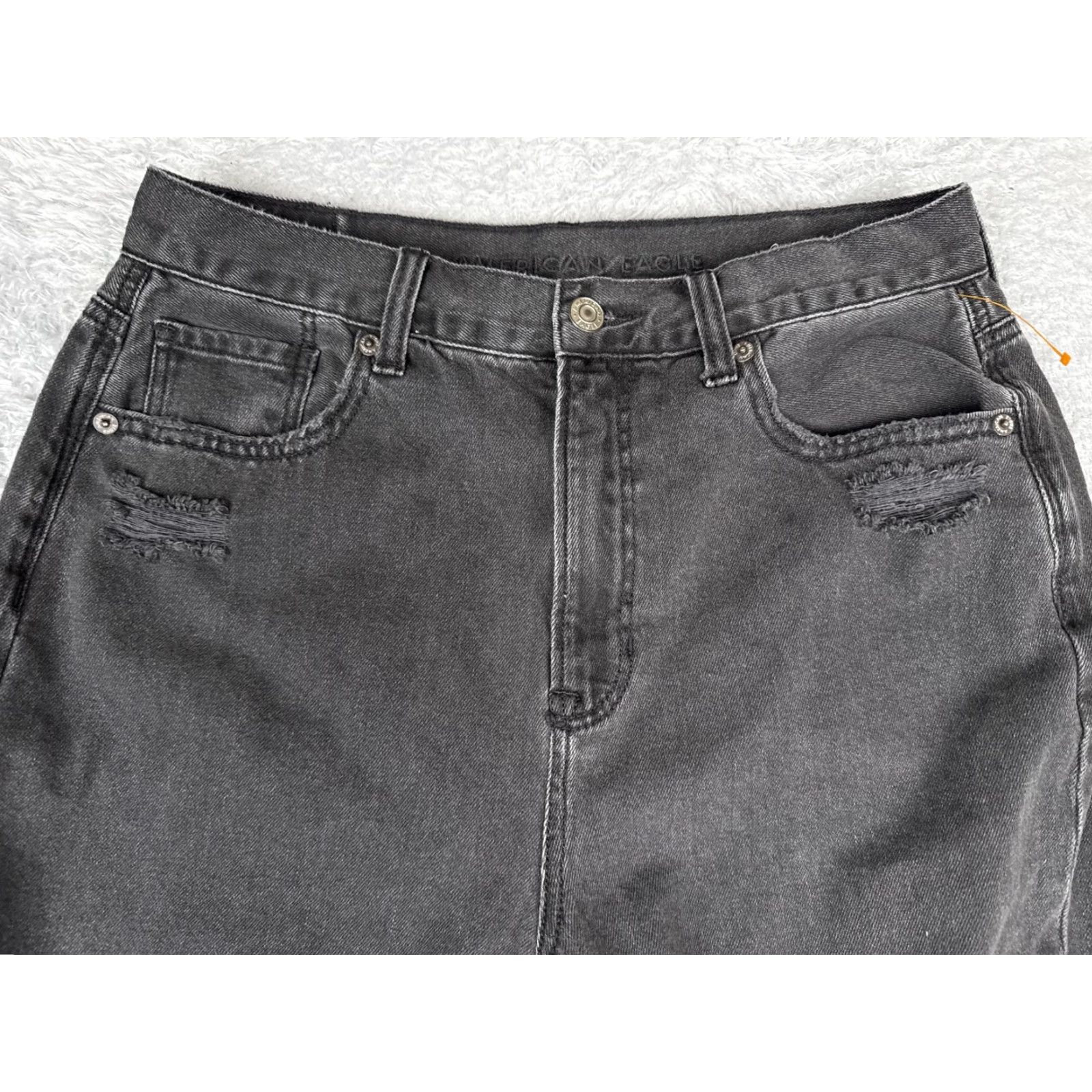 American Eagle Outfitters American Eagle Outfitters Mom Jeans Womens 10 Charcoal High Rise Distressed Denim 28x27 Size 32" / US 10 / IT 46 - 4 Thumbnail