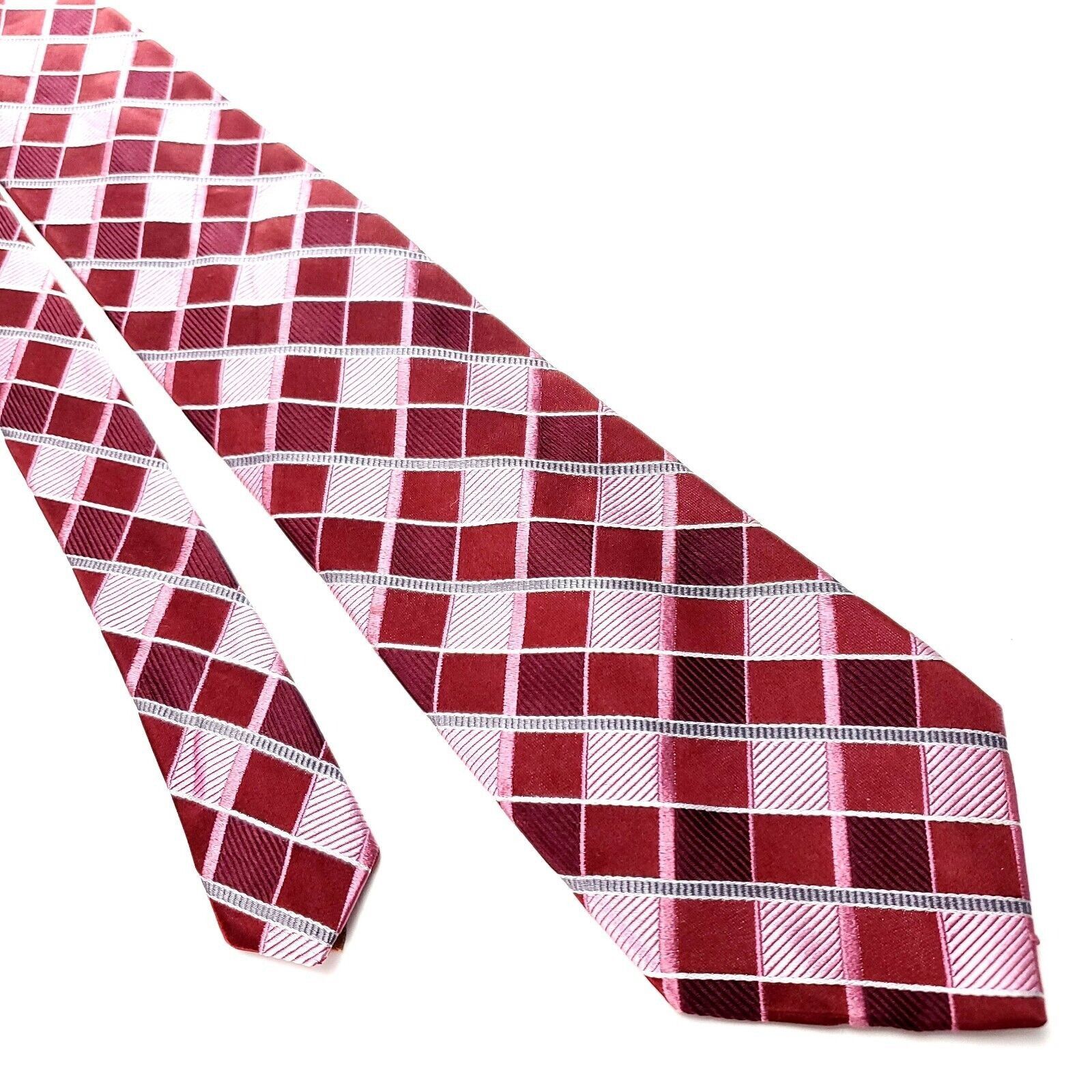 Michael Kors Michael Kors Red Silk Tie Woven Check Size ONE SIZE - 1 Thumbnail