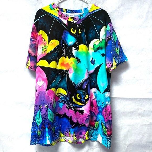 Other Bats Cartoon Bat Cotton Tee Shirt Tall Unisex Halloween Size US XL / EU 56 / 4 - 1 Thumbnail