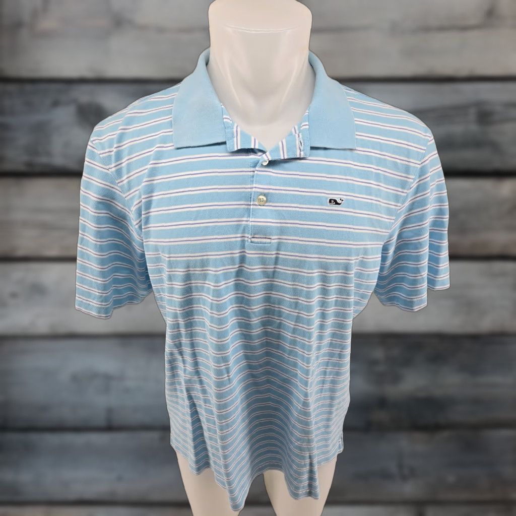 Vineyard Vines Vineyard Vines Polo Shirt Mens Size Large Blue White Striped Cotton Size US L / EU 52-54 / 3 - 1 Thumbnail