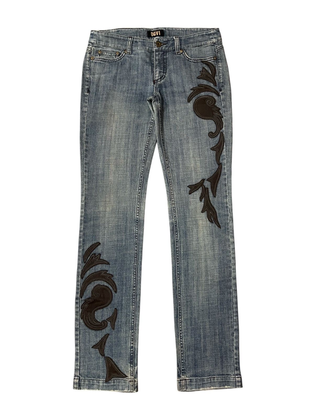 Vintage 2006 DGVI Leather Patch Wavy Brazilroxx Jeans Size US 31 - 1 Thumbnail