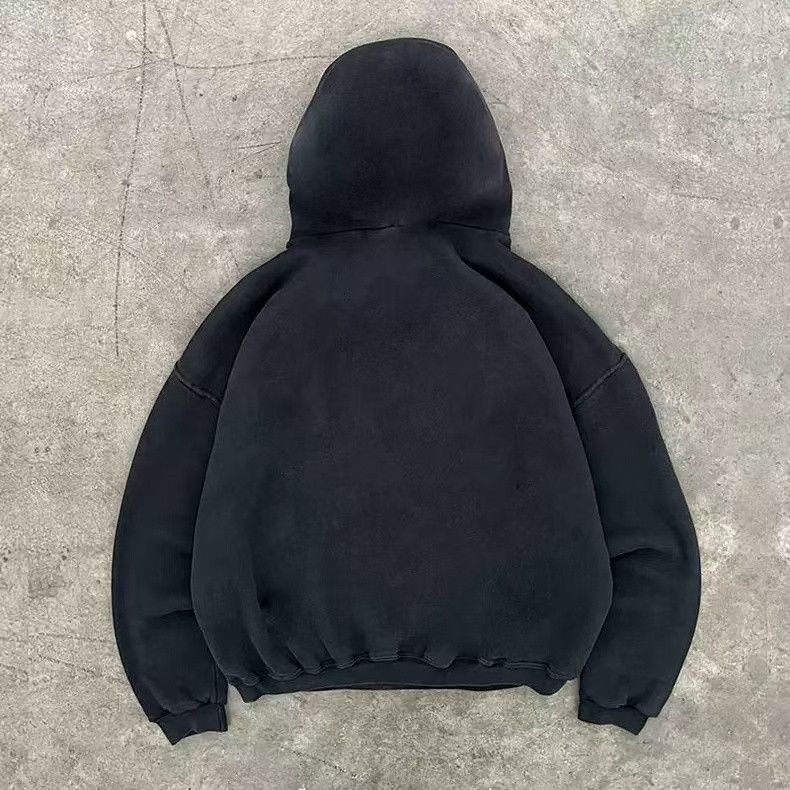 Japanese Brand Black washed retro letter print hoodie y2k Size US M / EU 48-50 / 2 - 2 Thumbnail