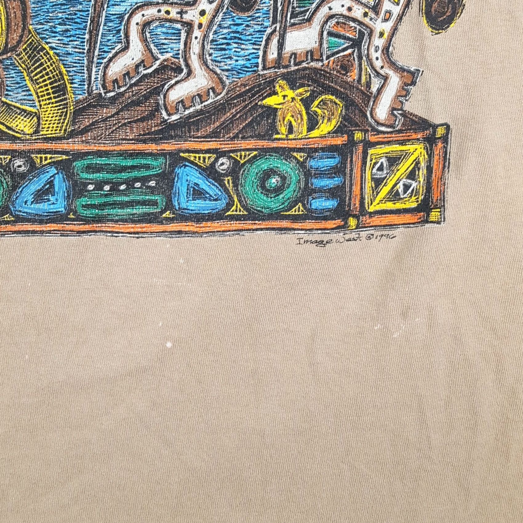 Gildan Vintage Gildan T-Shirt Men's 90s Outdoor Hiking Backpacking Art Size L Beige Cotton Short Sleeve Crew Neck Retro Camping Nature Size US L / EU 52-54 / 3 - 4 Thumbnail