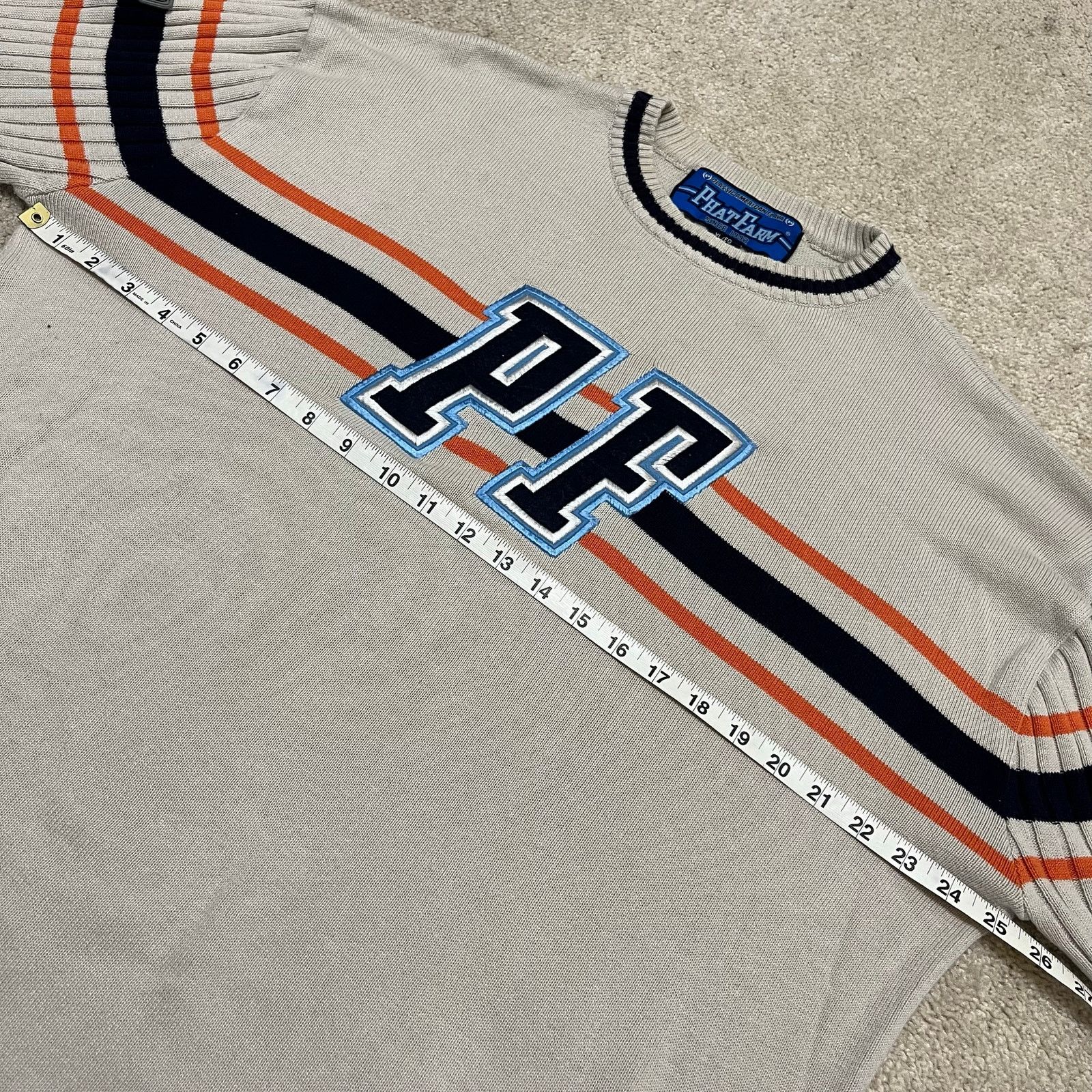 Phat Farm Y2K Phat Farm PF 92 Spellout Streetwear Tan Knit Sweater XL Size US XL / EU 56 / 4 - 6 Thumbnail