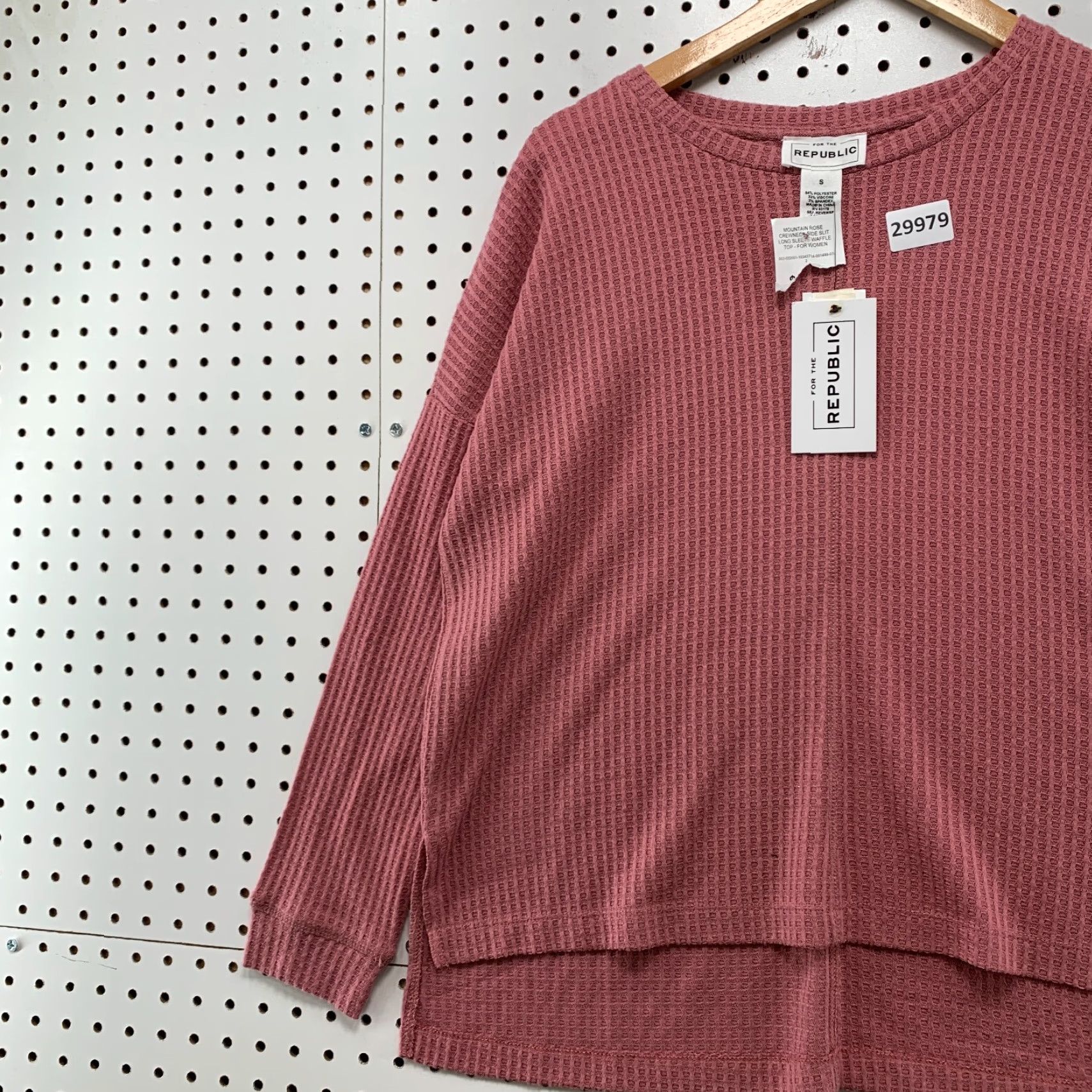 Vintage NEW For The Republic Red Waffle Knit Long Sleeve Shirt Womens Small Basic Size S / US 4 / IT 40 - 3 Thumbnail