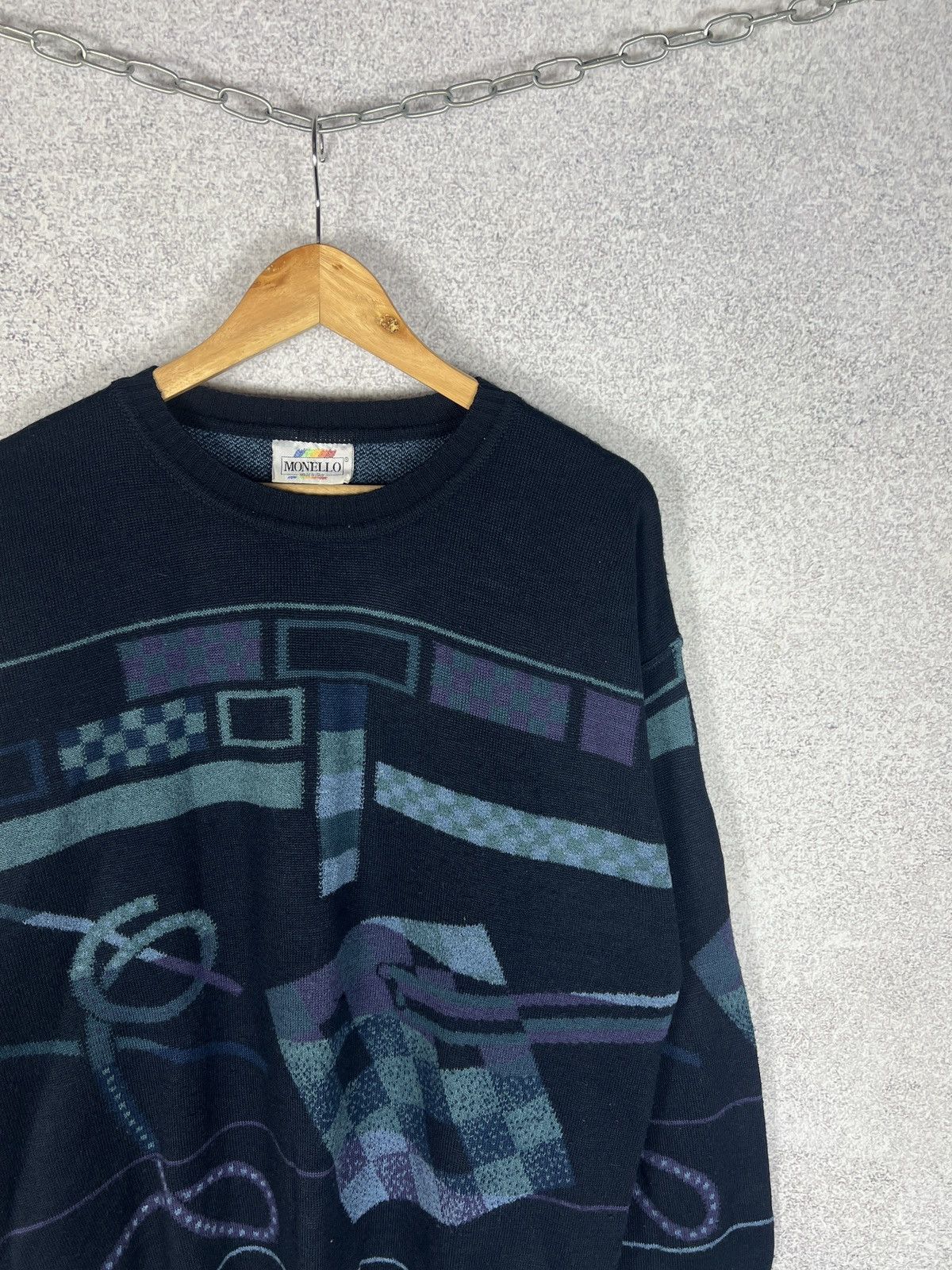 Vintage Vintage Monello Abstract Pattern Lana Wool Sweater Size US L / EU 52-54 / 3 - 2 Thumbnail