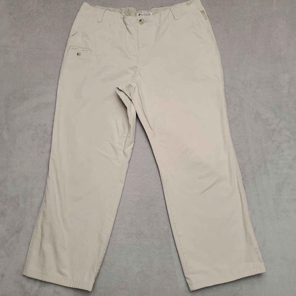 Vintage VINTAGE Columbia Pants Womens 14 Beige 100% Cotton Flat Front Lightweight Outdoors Gorp Size 36" / US 14 / IT 50 - 2 Thumbnail