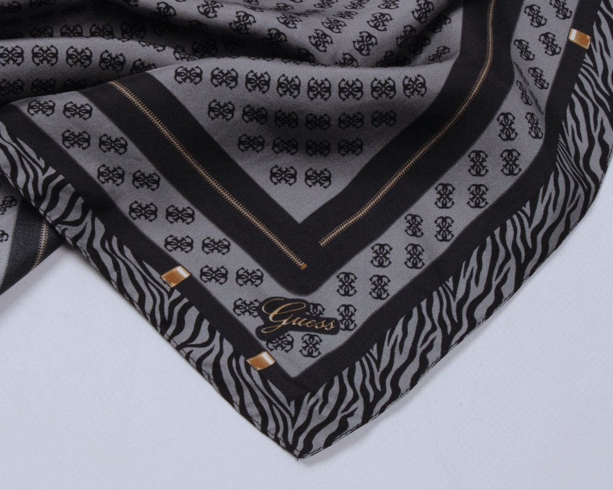 Designer × Guess GUESS Monogram Polyester Gray Square Scarf Size ONE SIZE - 3 Thumbnail