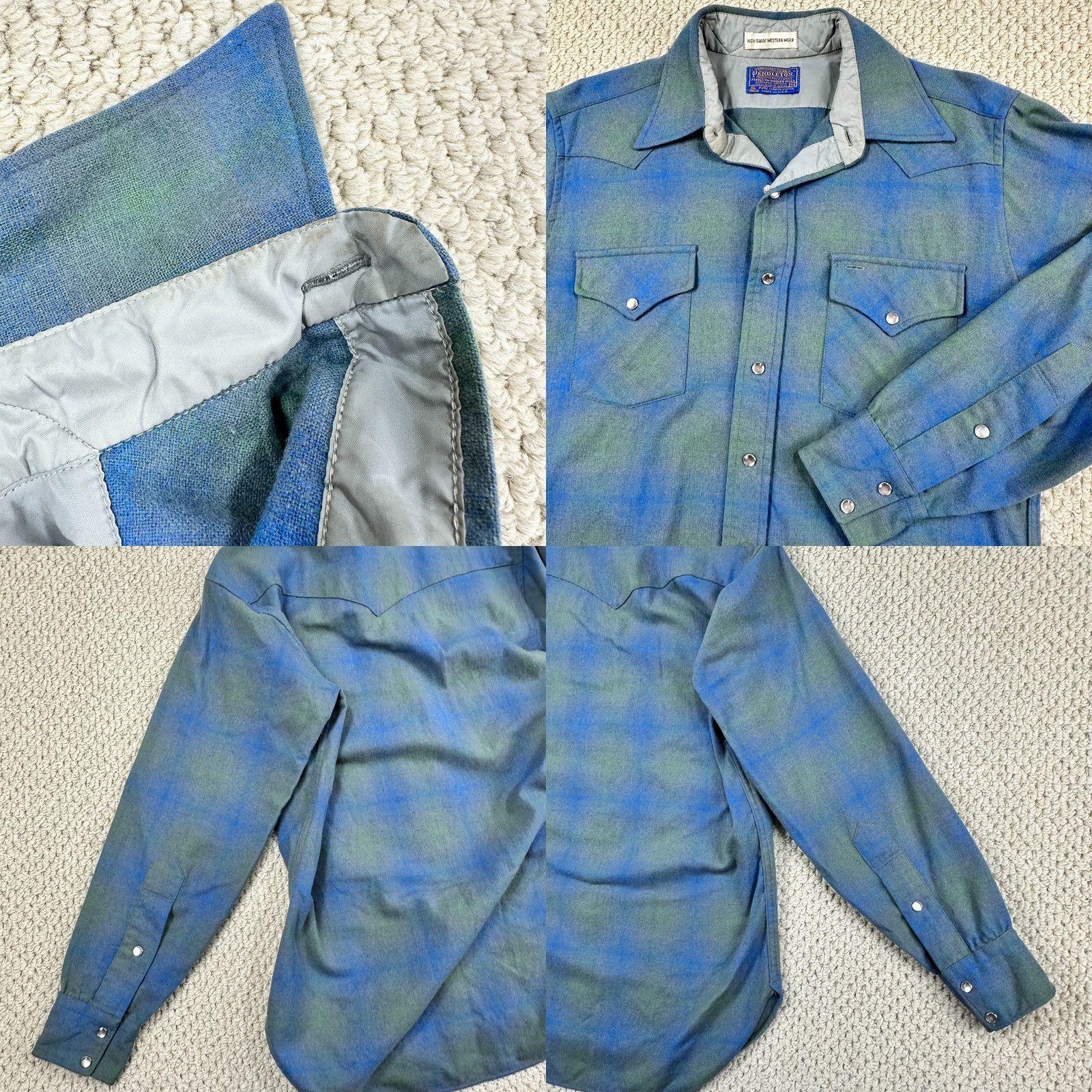 Pendleton VINTAGE Pendleton Shirt Men M Blue Shadow Plaid High Grade Western Flannel Size US M / EU 48-50 / 2 - 10 Thumbnail