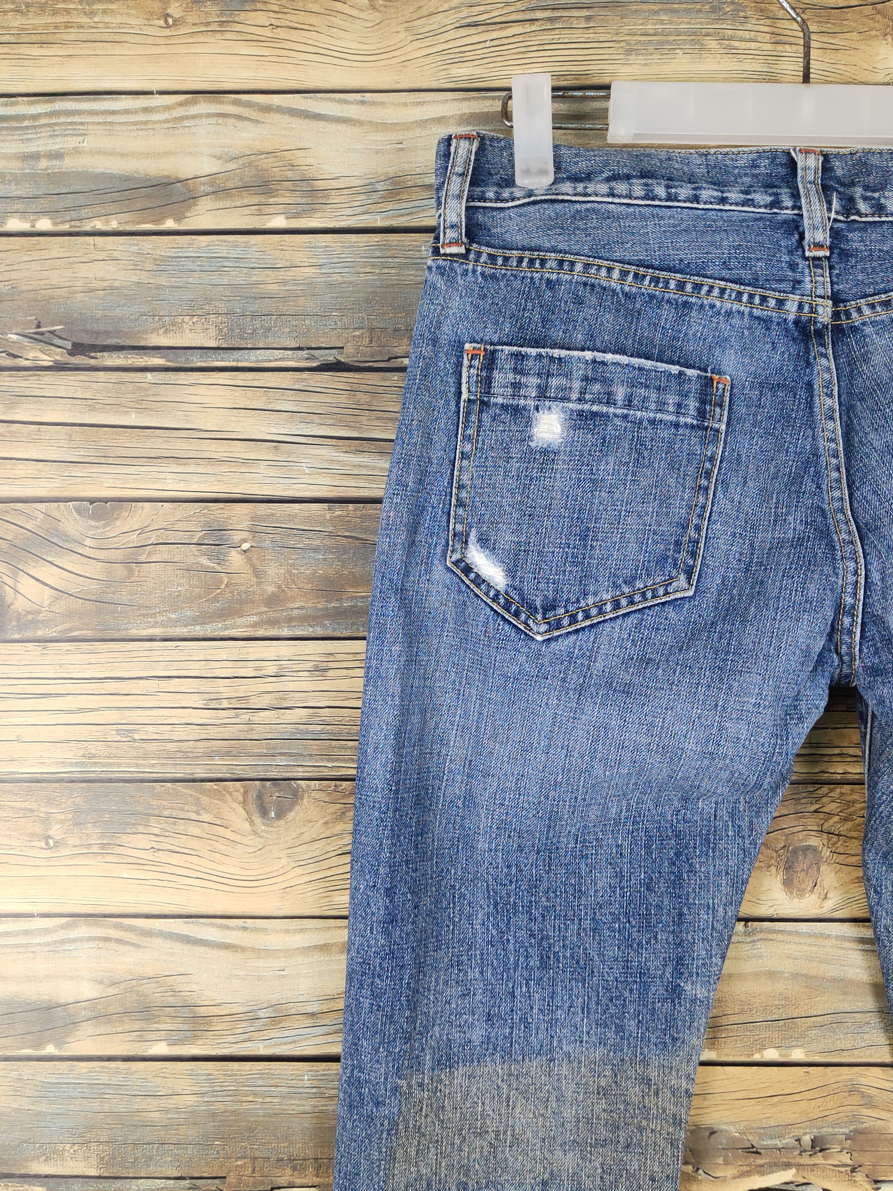 Japanese Brand Uniqlo Blue Distressed Ripped denim Jeans #W1407 Size 30" / US 8 / IT 44 - 8 Thumbnail