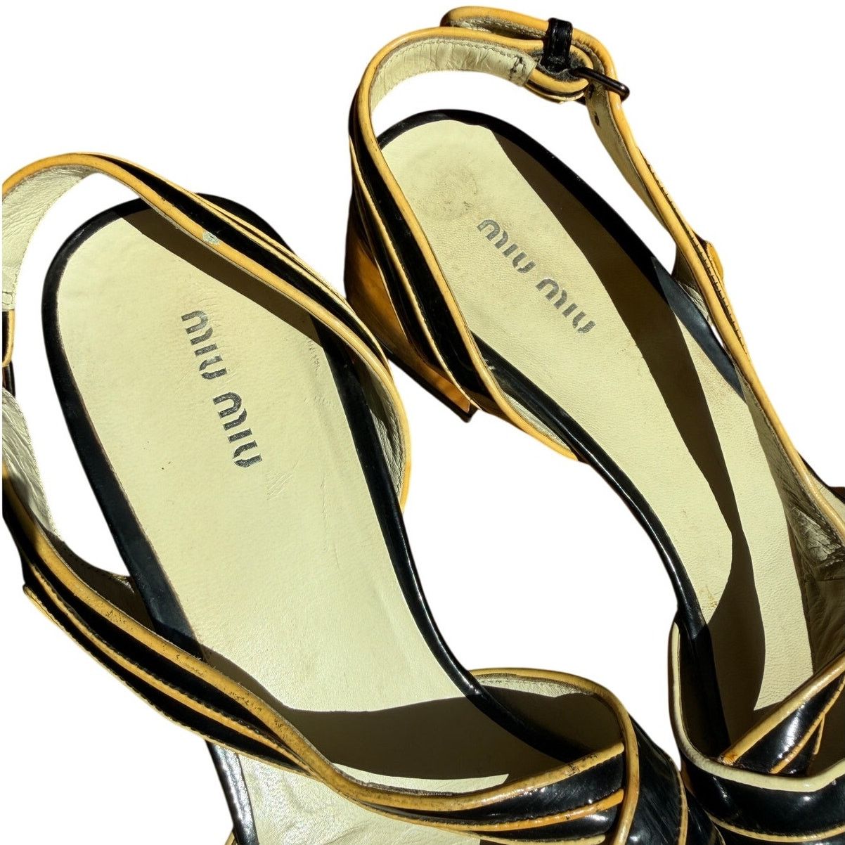 Miu Miu MIU MIU Black Patent Open Toe Sandals with Silver Heel Size US 7 / IT 37 - 4 Thumbnail