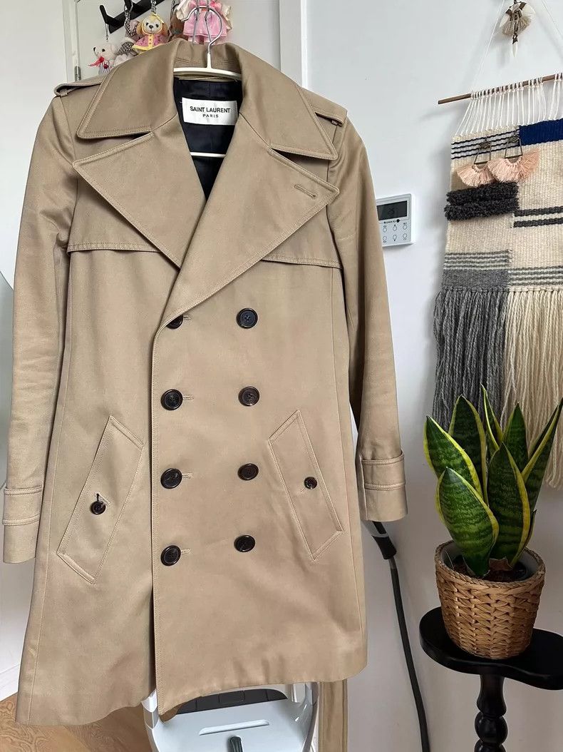 Saint Laurent Paris Saint Laurent Double-Breasted Trench Coat Size US S / EU 44-46 / 1 - 1 Thumbnail