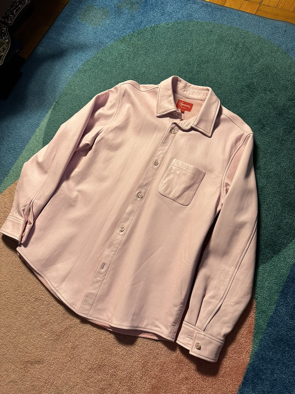 Supreme Supreme Pink Leather Shirt Lamb Leather Button Up Size US M / EU 48-50 / 2 - 2 Thumbnail
